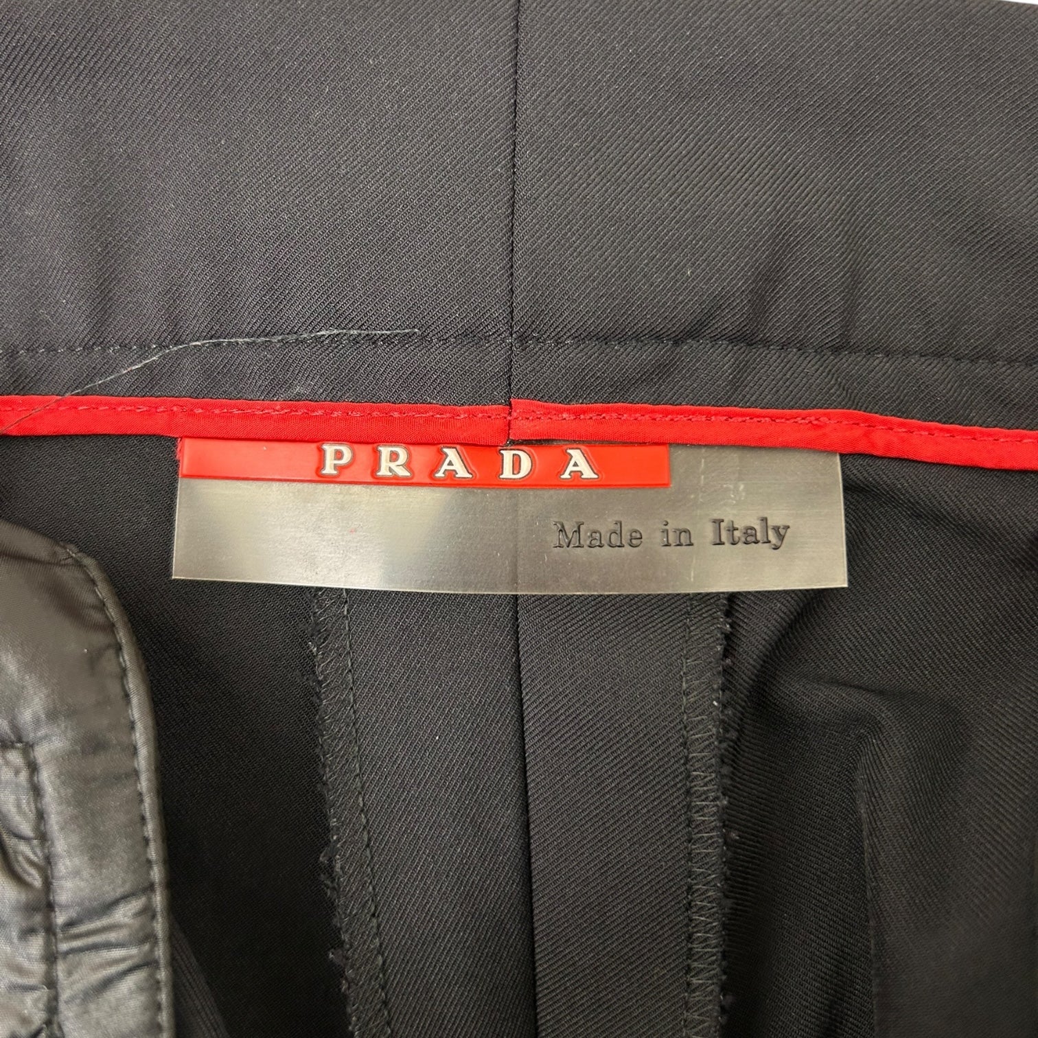 Prada Red Tag Nylon Zip Pants Black