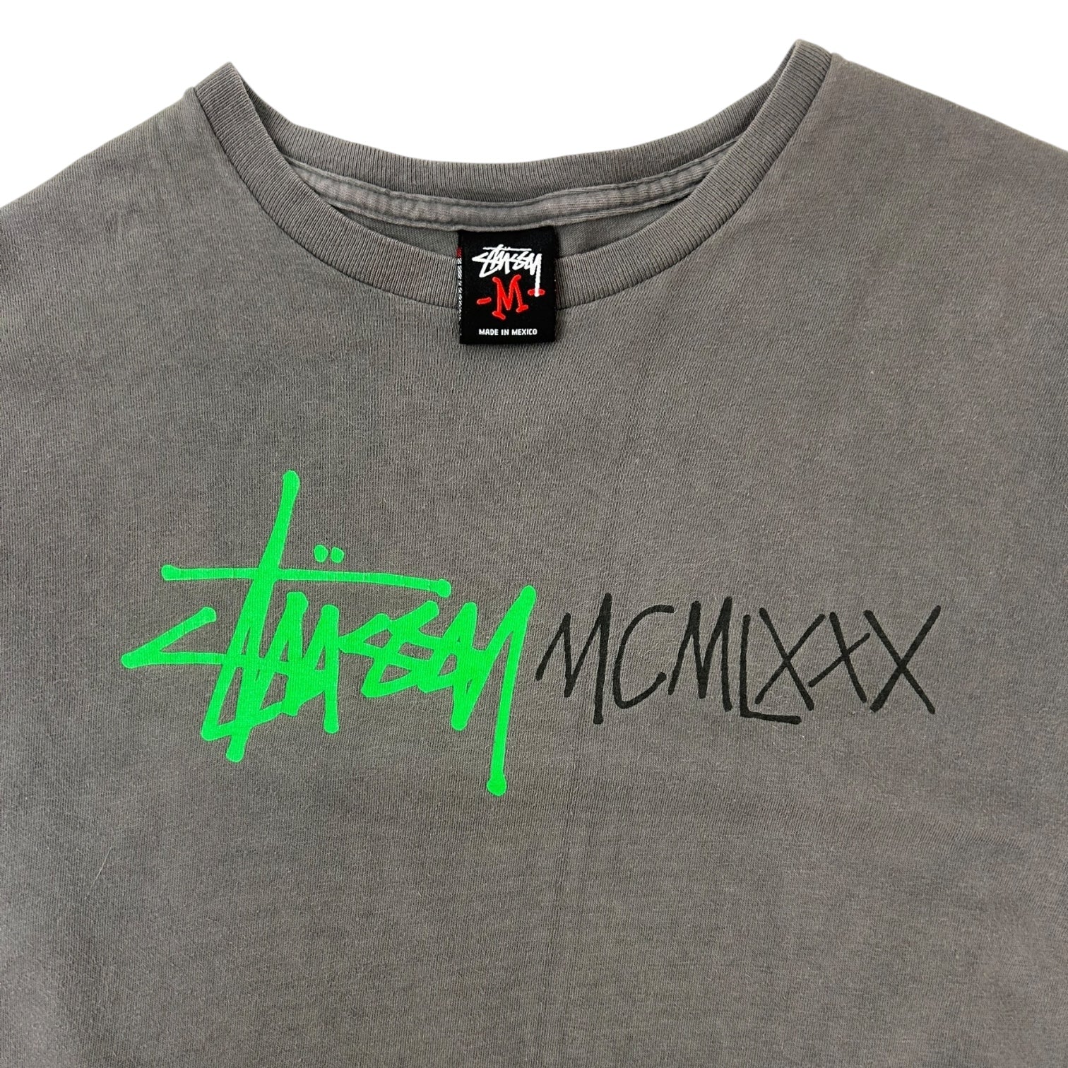 Vintage Y2K Stussy MCMLXXX T-Shirt Grey