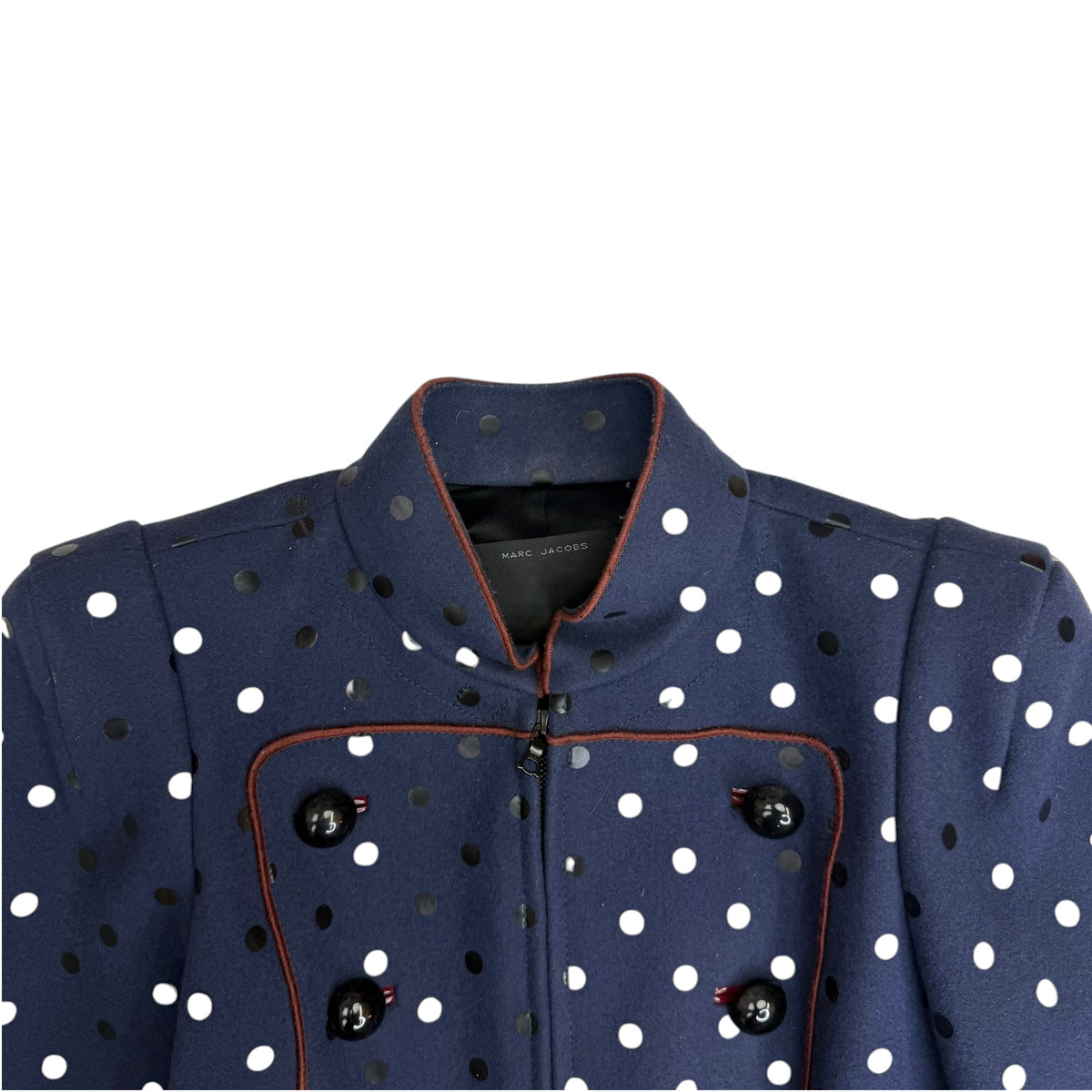 (W) Marc Jacobs Polka Dot Napoleon Cropped Jacket Navy