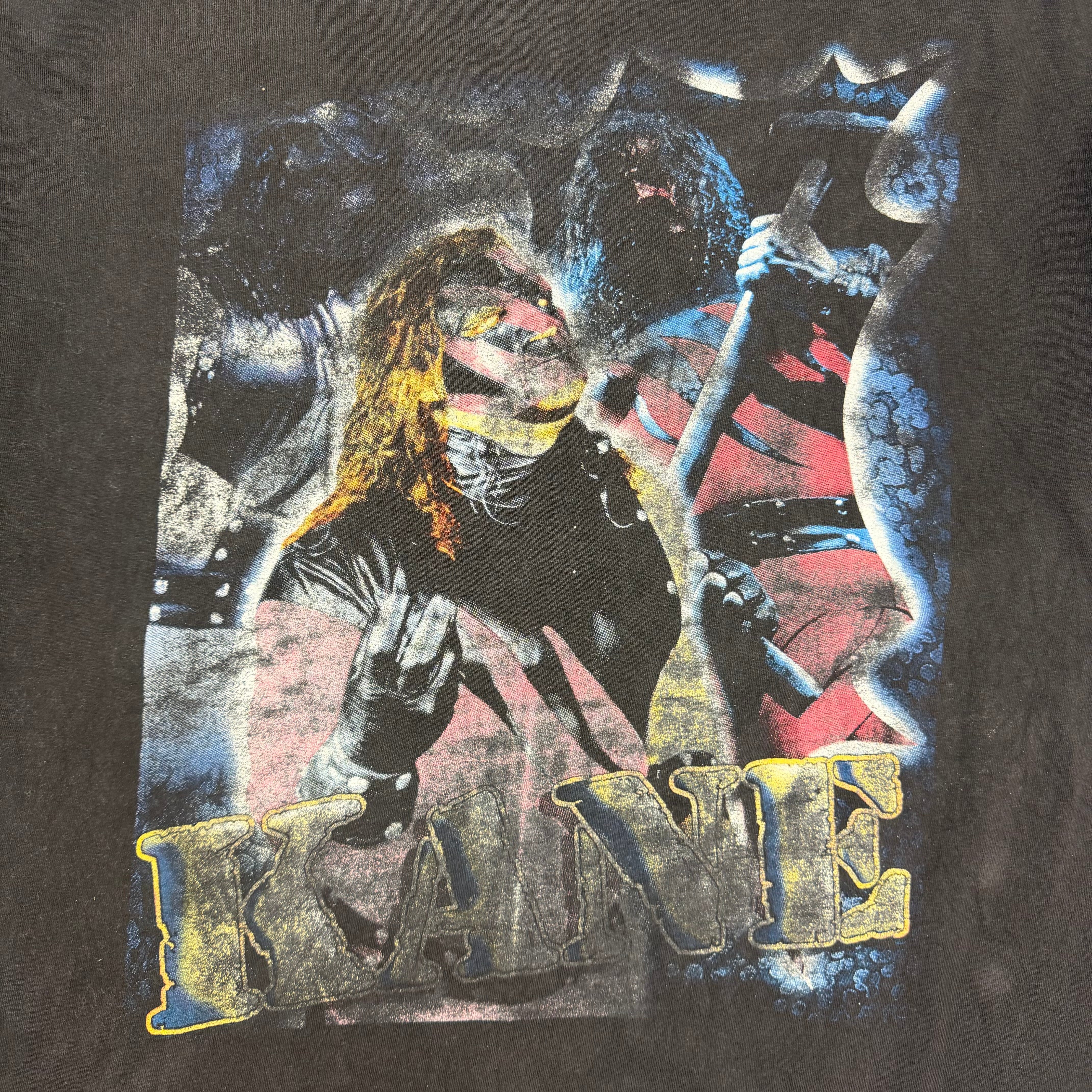 Vintage 1990's Kane WWF Rap Tee Faded Black