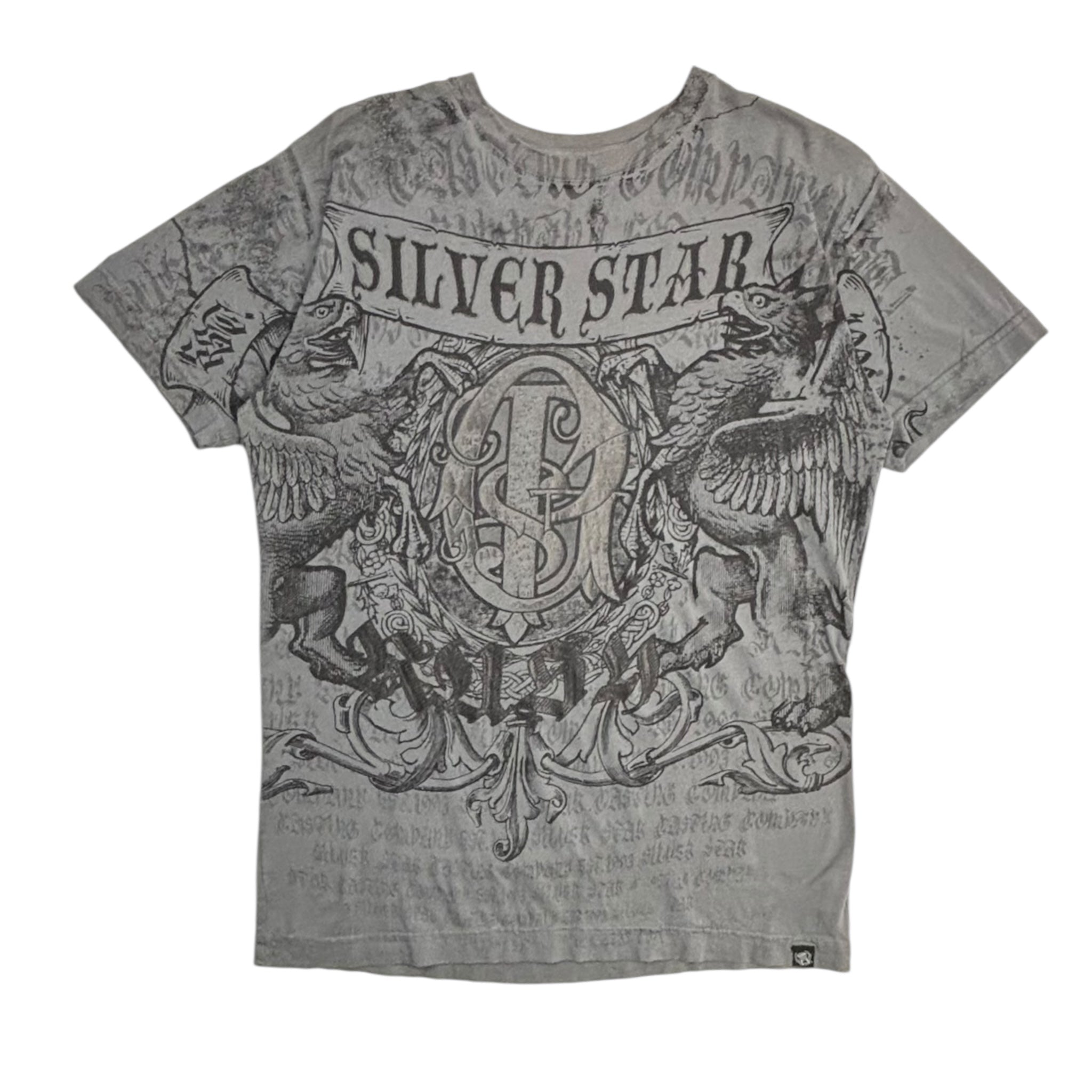 Y2K Silver Star Cyber Mall Goth T-Shirt Grey