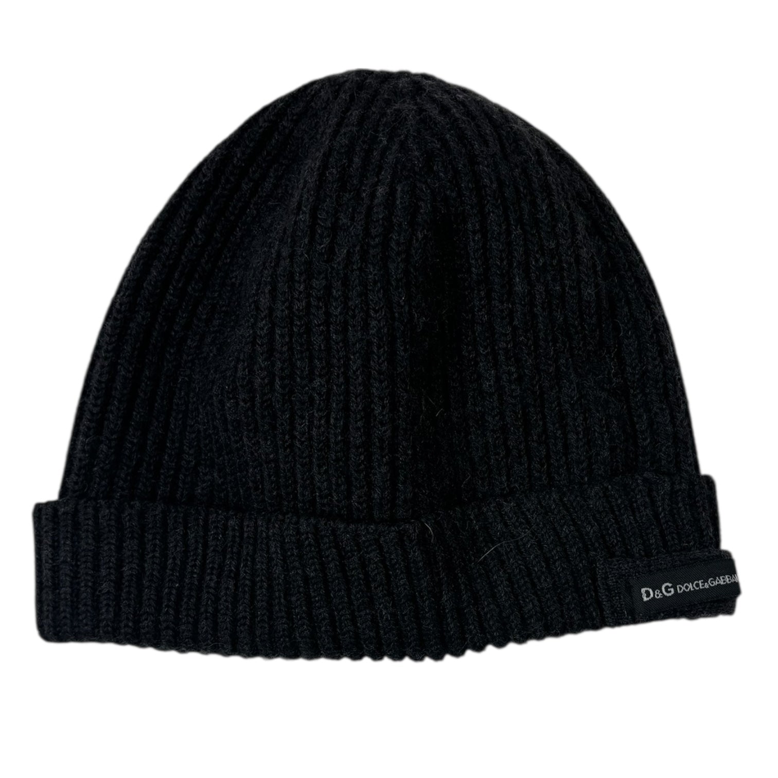 Dolce & Gabbana Ribbed Knit Beanie Dark Grey