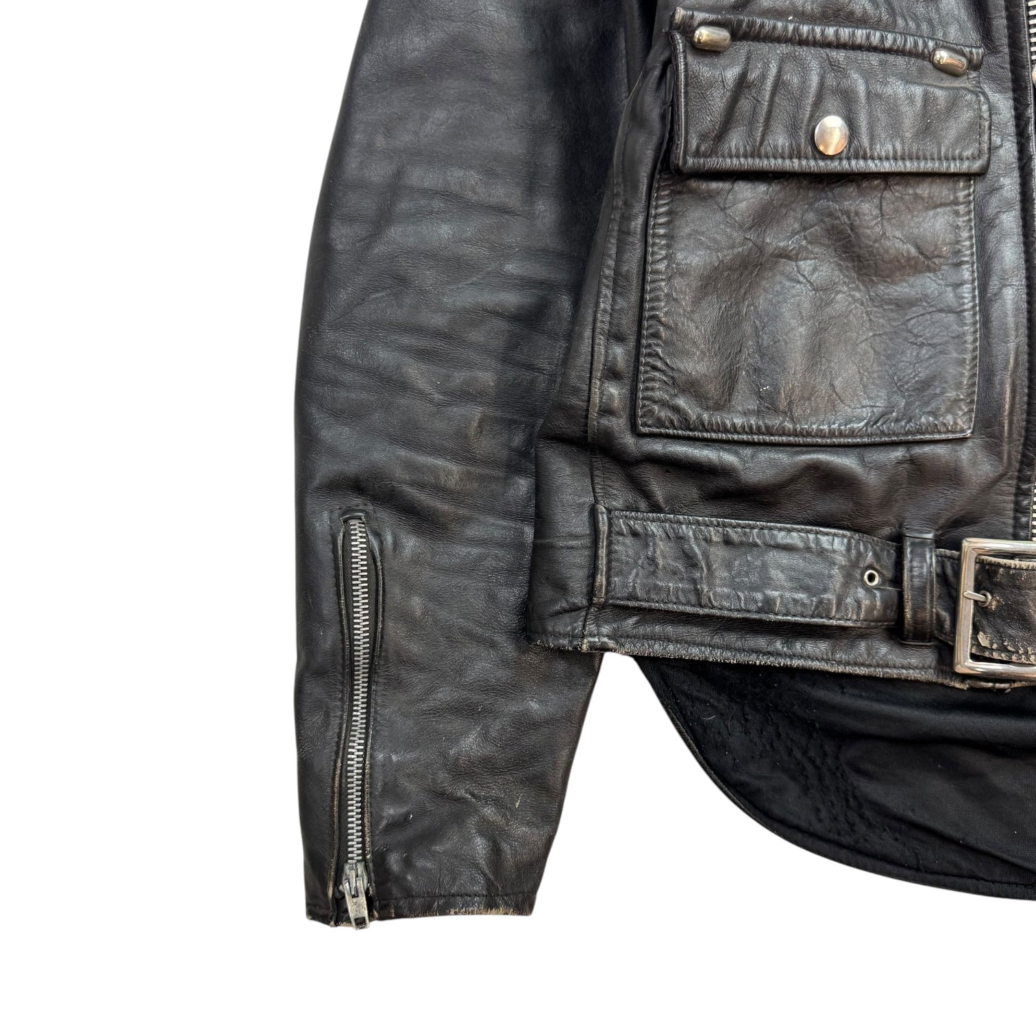 Vintage Biker Leather Jacket Black