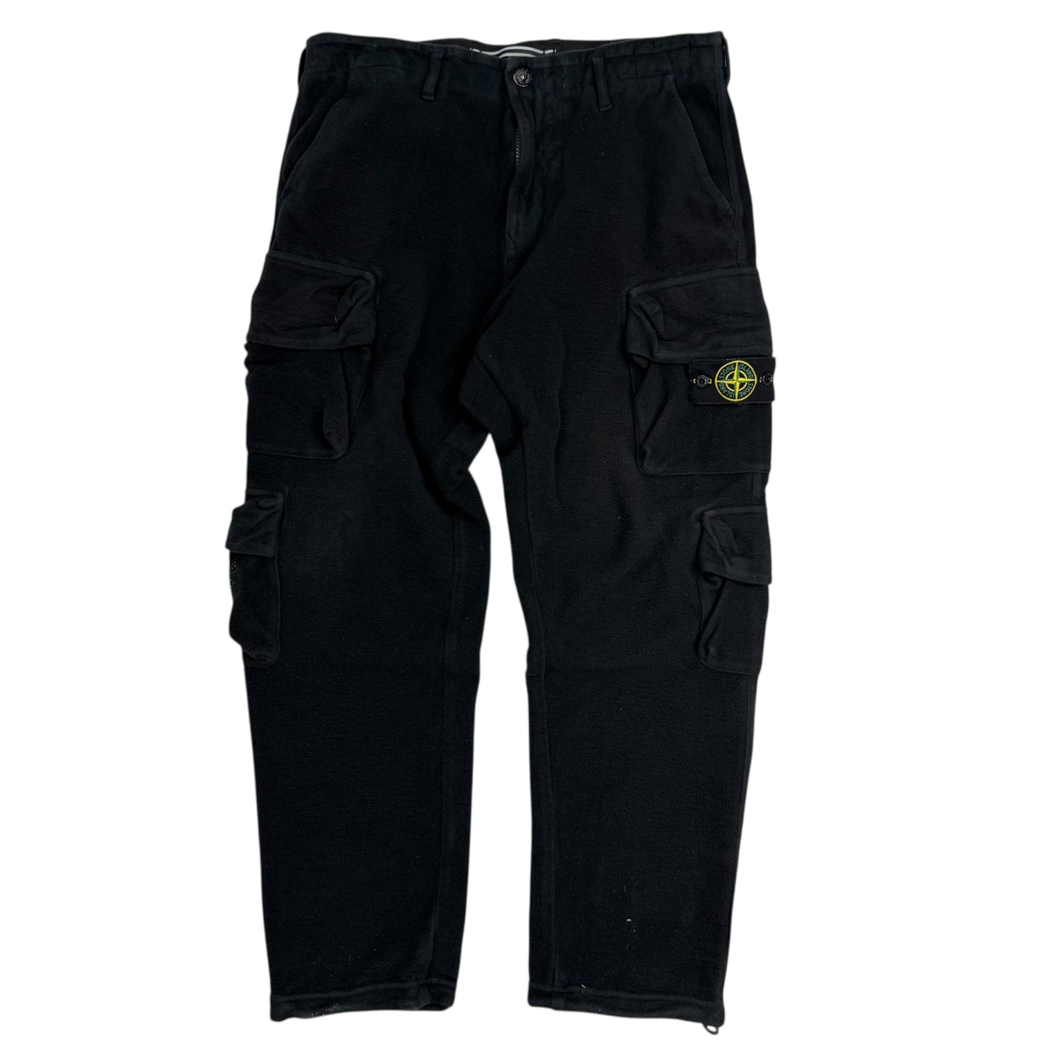 Stone Island Cotton Fleece Cargo Sweatpants Black