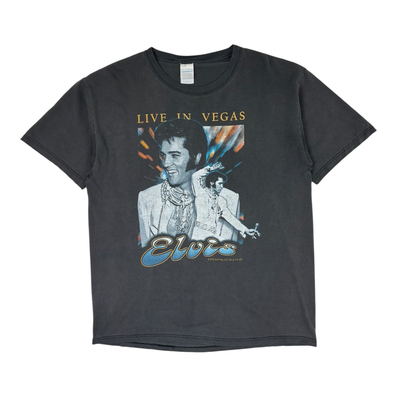 Vintage Elvis Presley Live In Vegas T-Shirt Faded Black