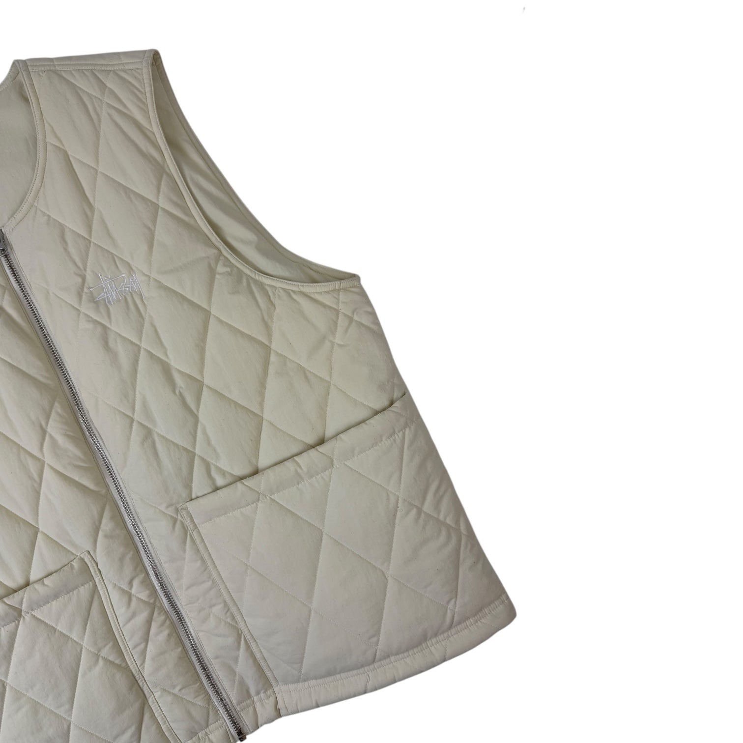 Stussy Diamond Quilted Vest Cream