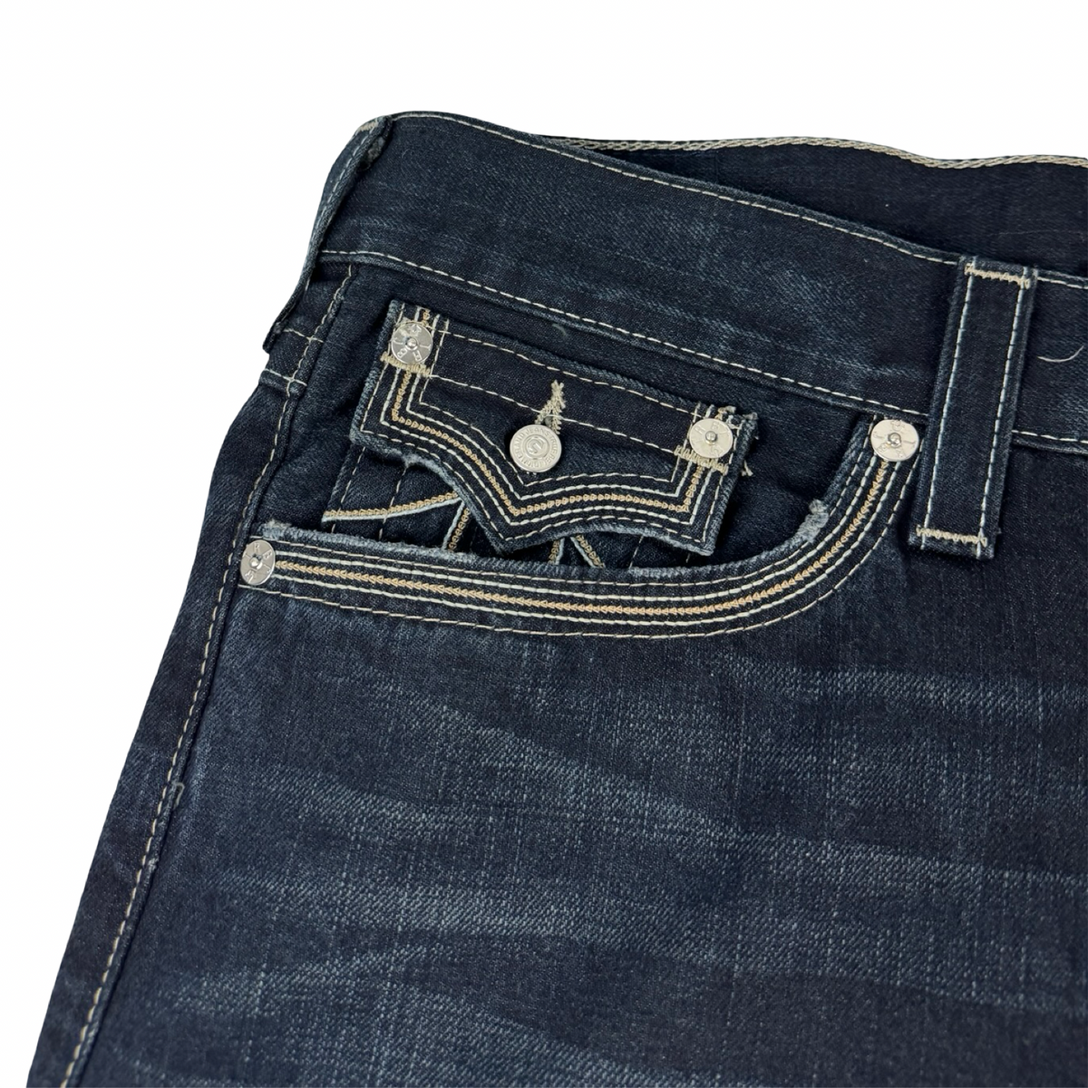 Vintage True Religion Contrast Stitch Bottoms Dark Wash