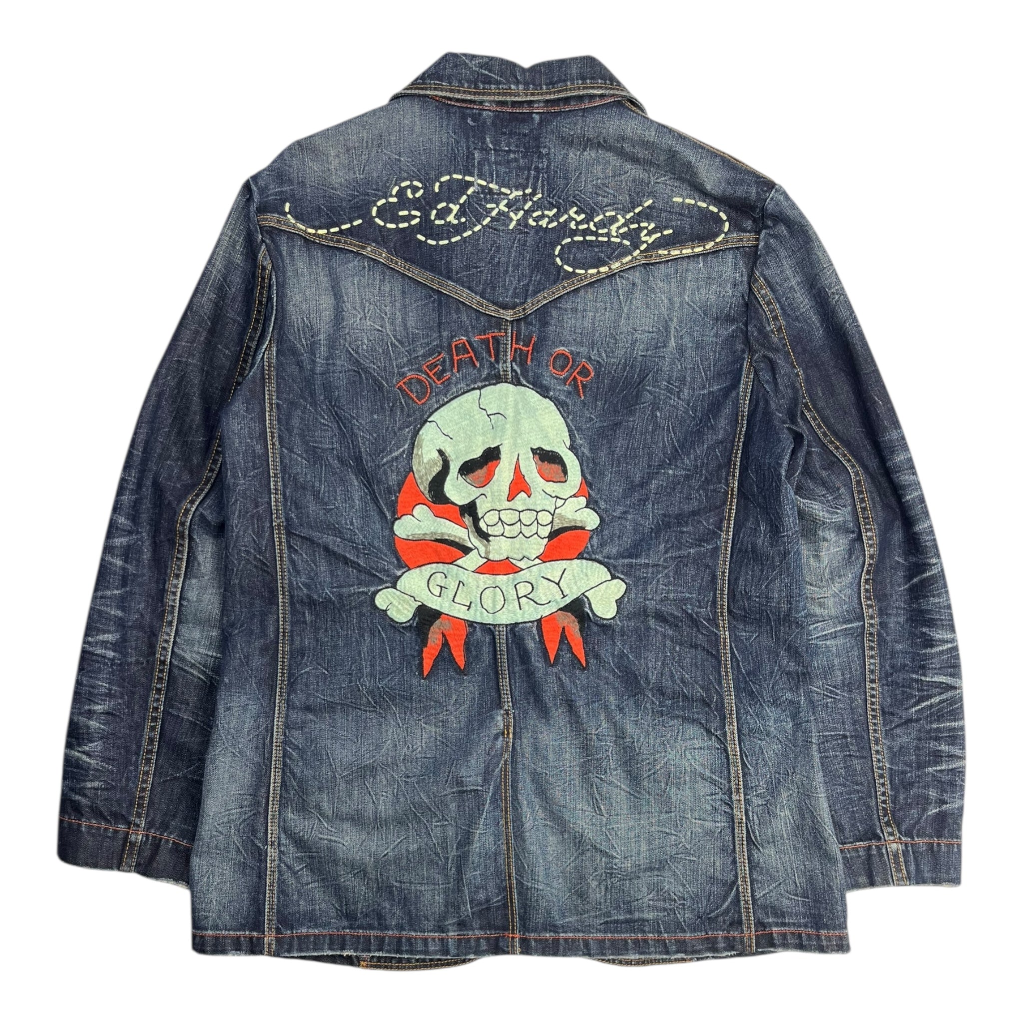 Vintage Y2K Ed Hardy Denim Blazer Jacket