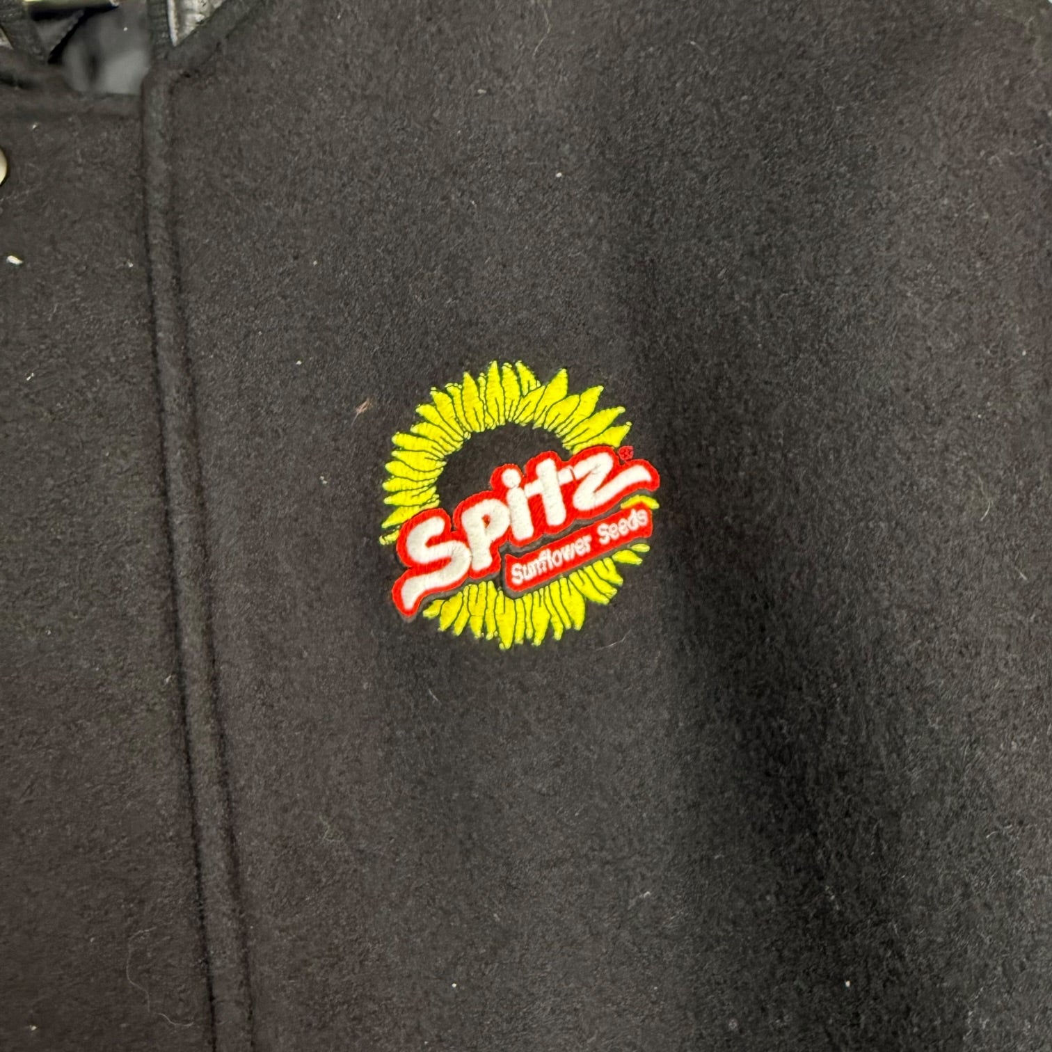 Vintage Spits Sunflower Seeds Bomber Jacket Black