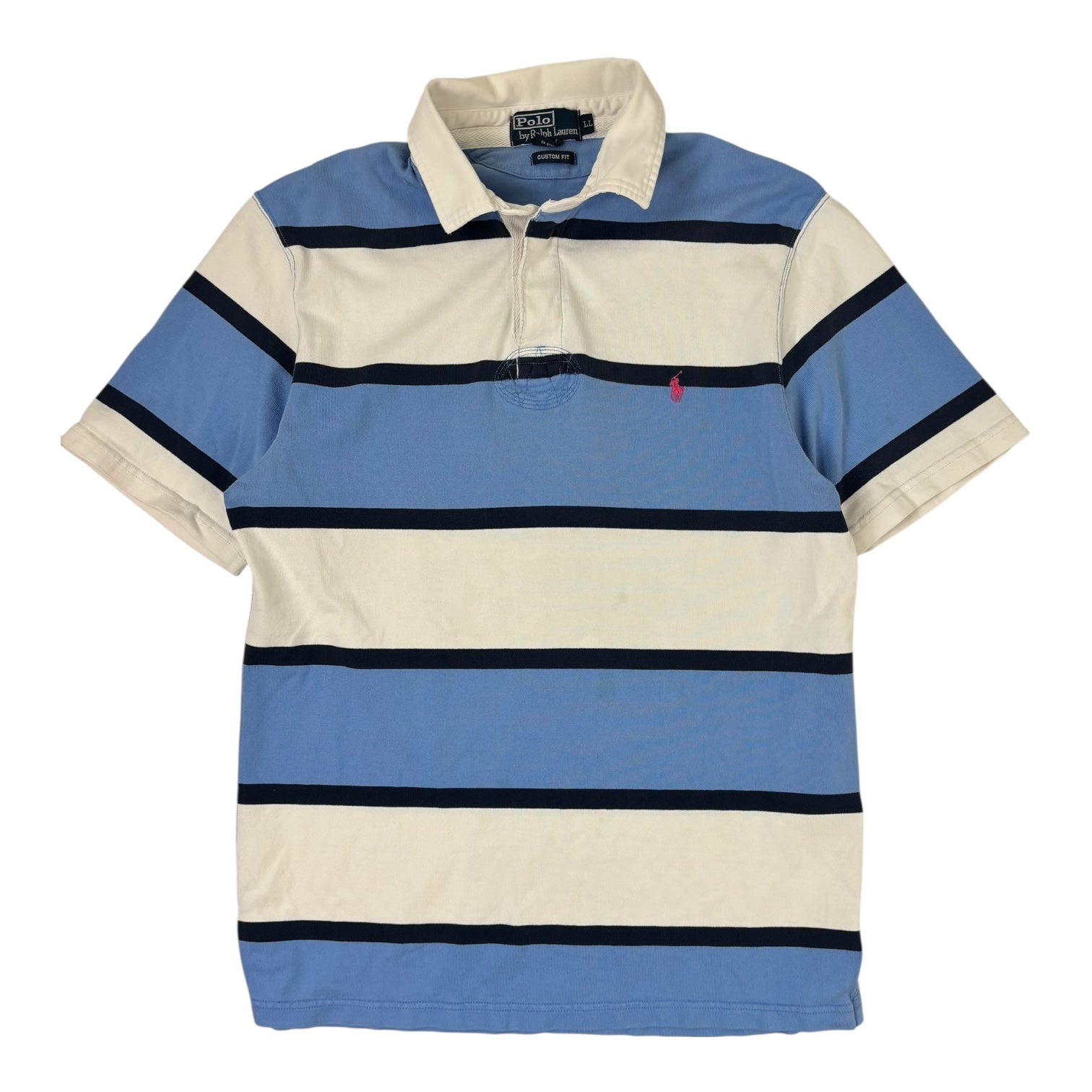 Vintage Polo Ralph Lauren Striped Polo T-Shirt Blue