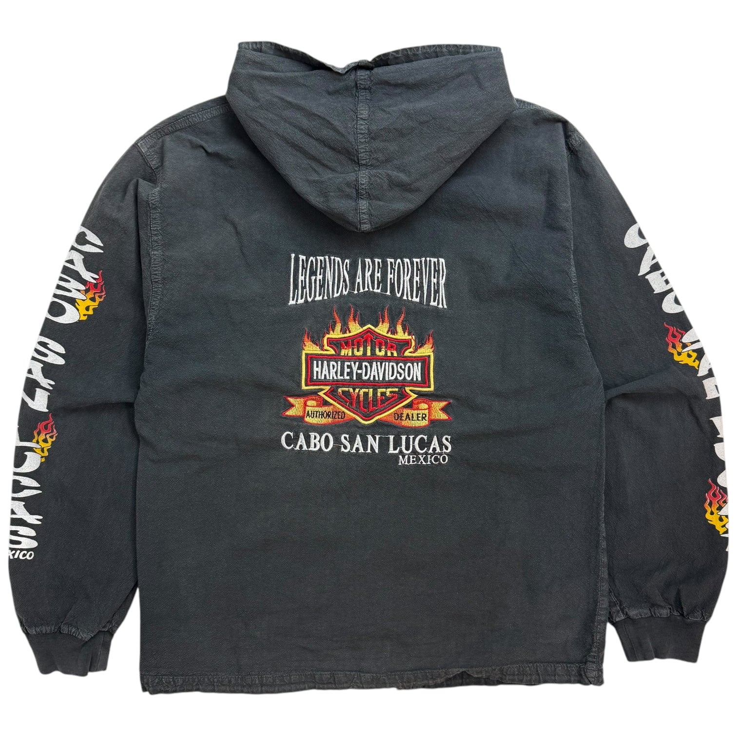 Vintage Harley Davidson Of Cabo San Lucas Zip Up Jacket Black