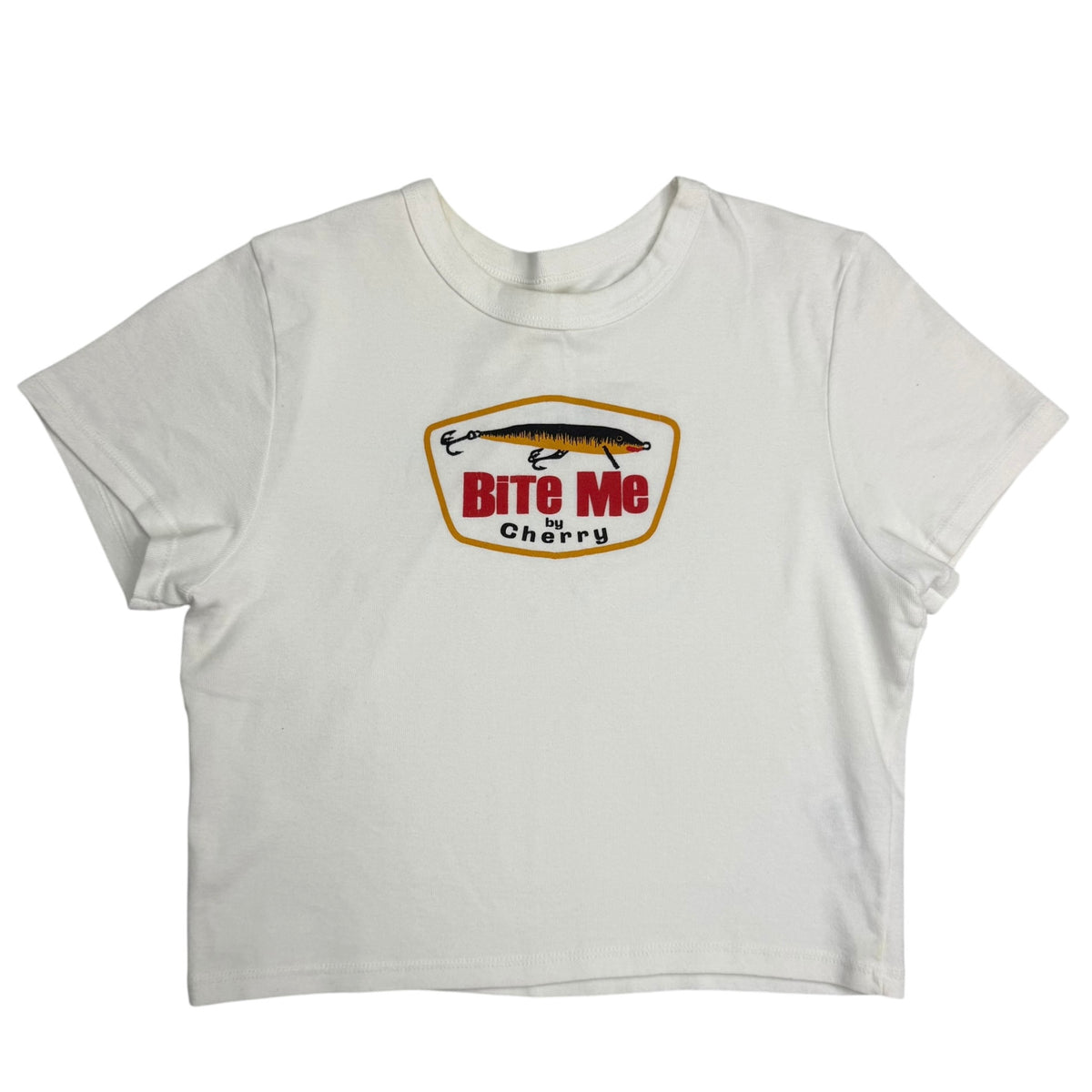 (W) Cherry LA Bite Me Baby Tee White