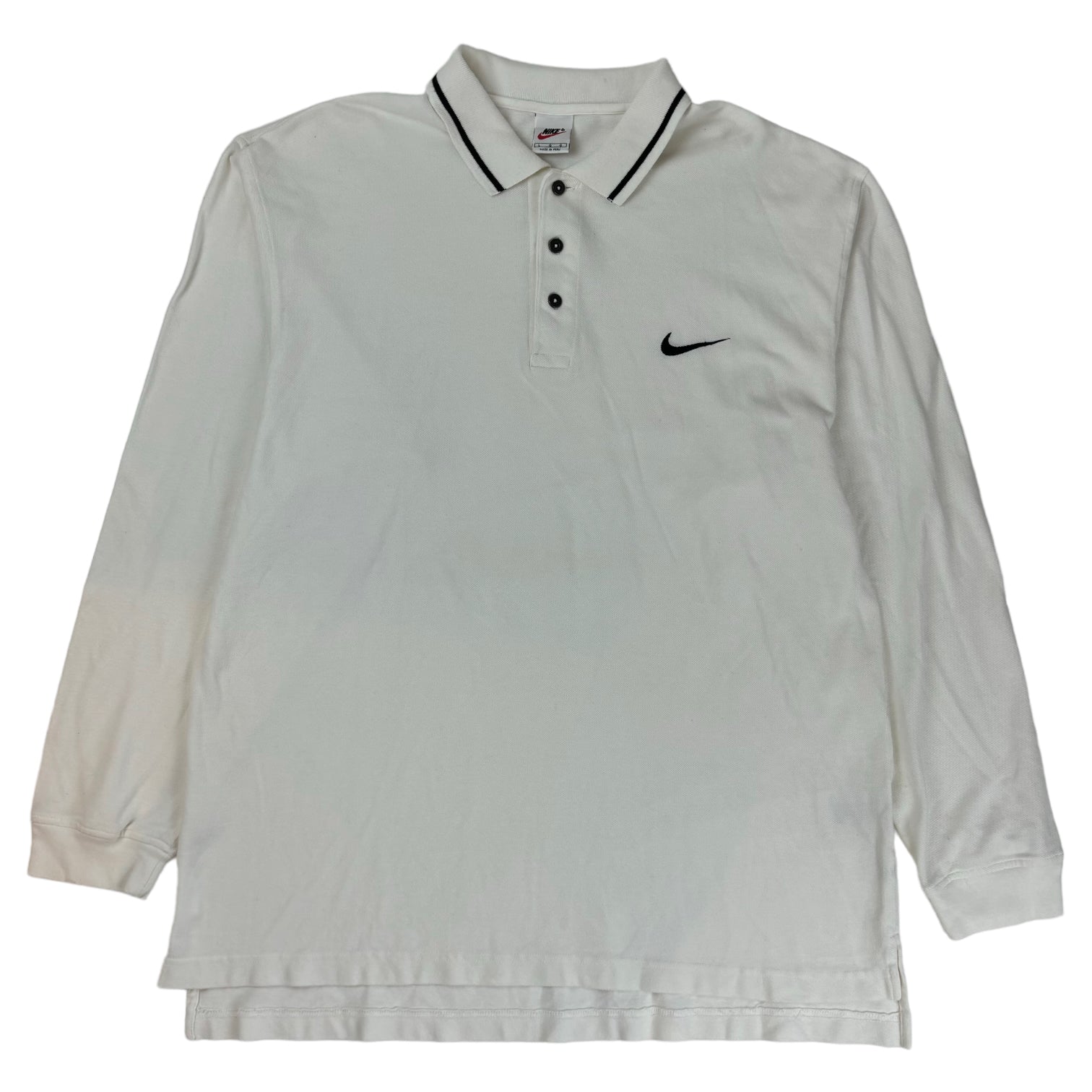 Vintage Nike Long Sleeve Polo White