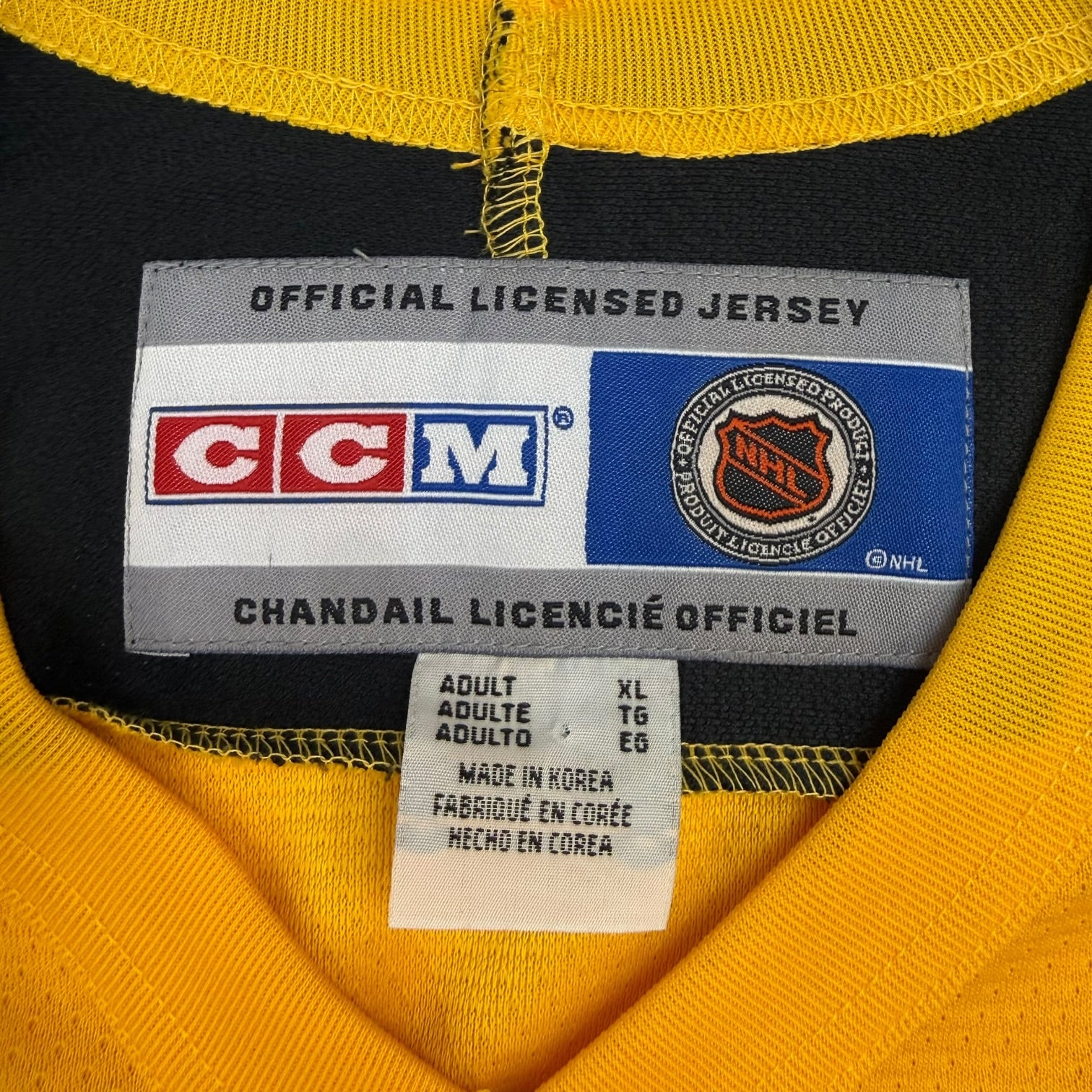Vintage CCM Boston Bruins Jersey Yellow/Black