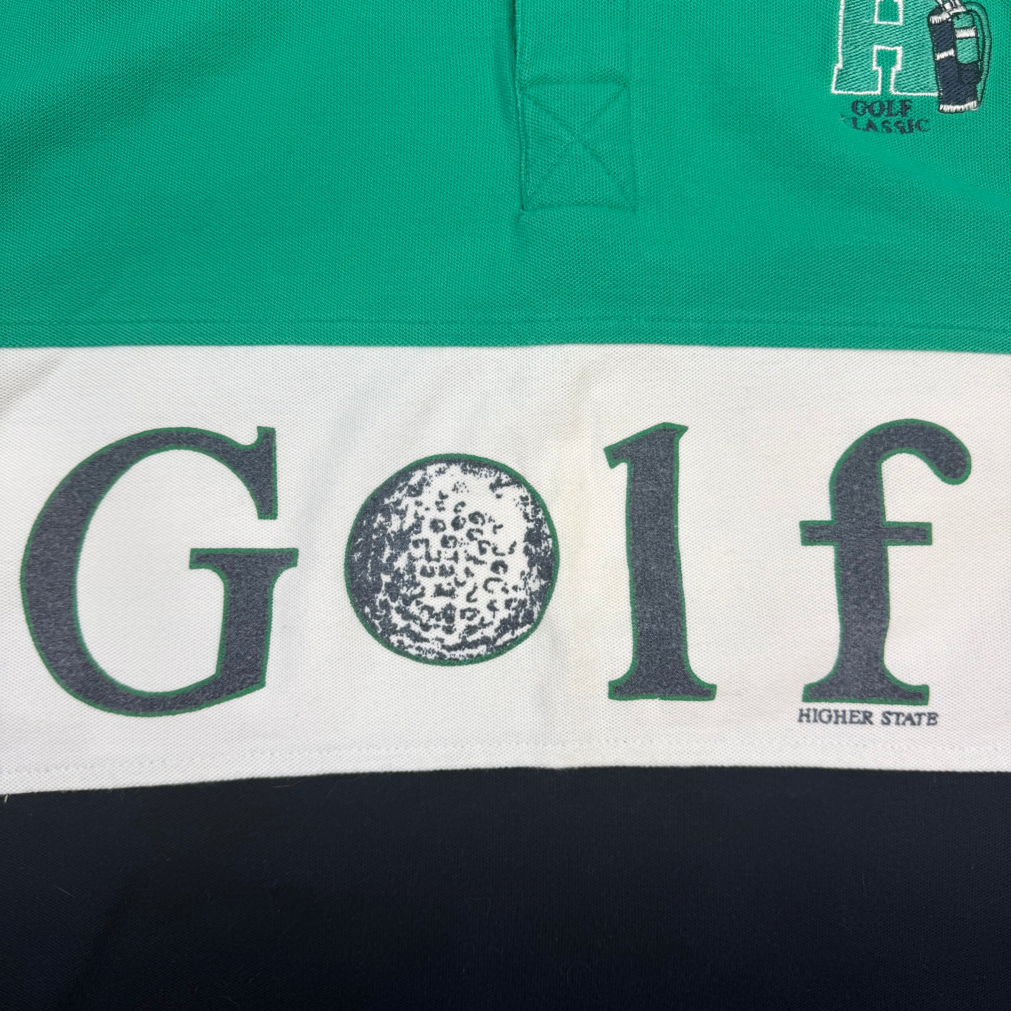 Vintage Higher State Golf Classic Rugby Polo Longsleeve Green