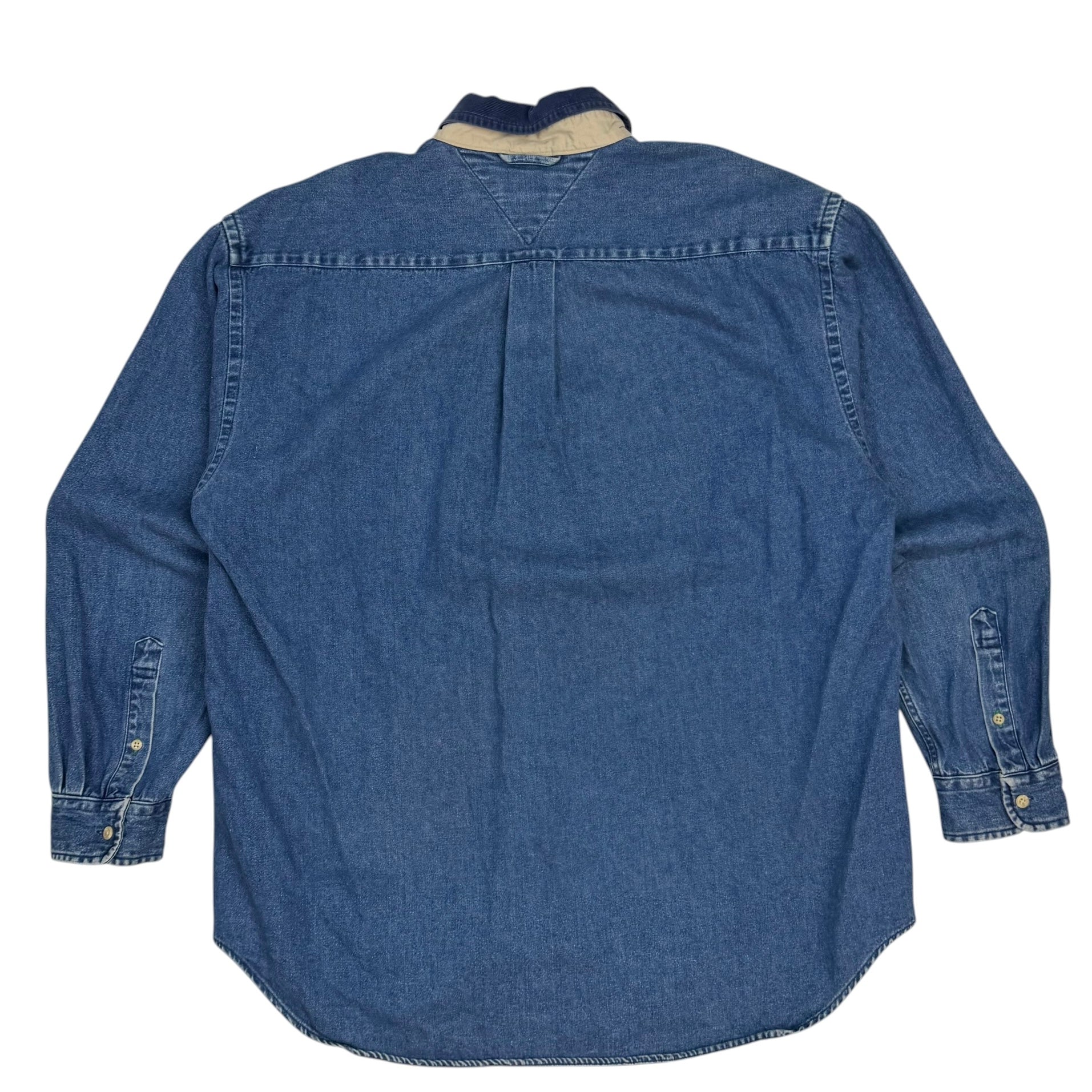 Vintage Tommy Hilfiger Plaid Denim Button Up Blue