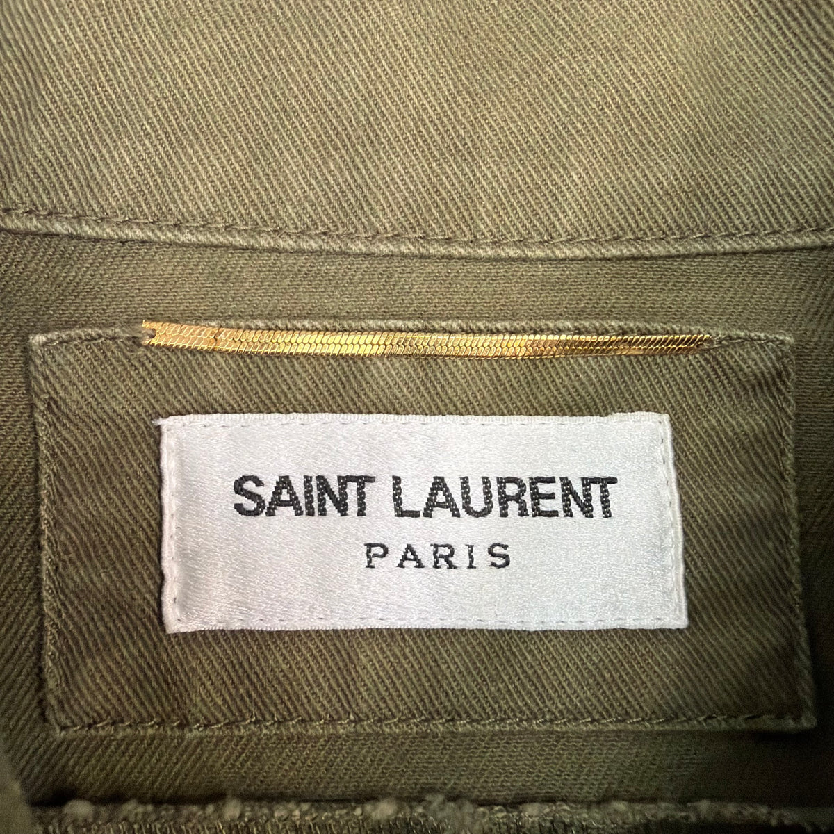 (W) Saint Laurent Paris Military Crest Work Shirt Green