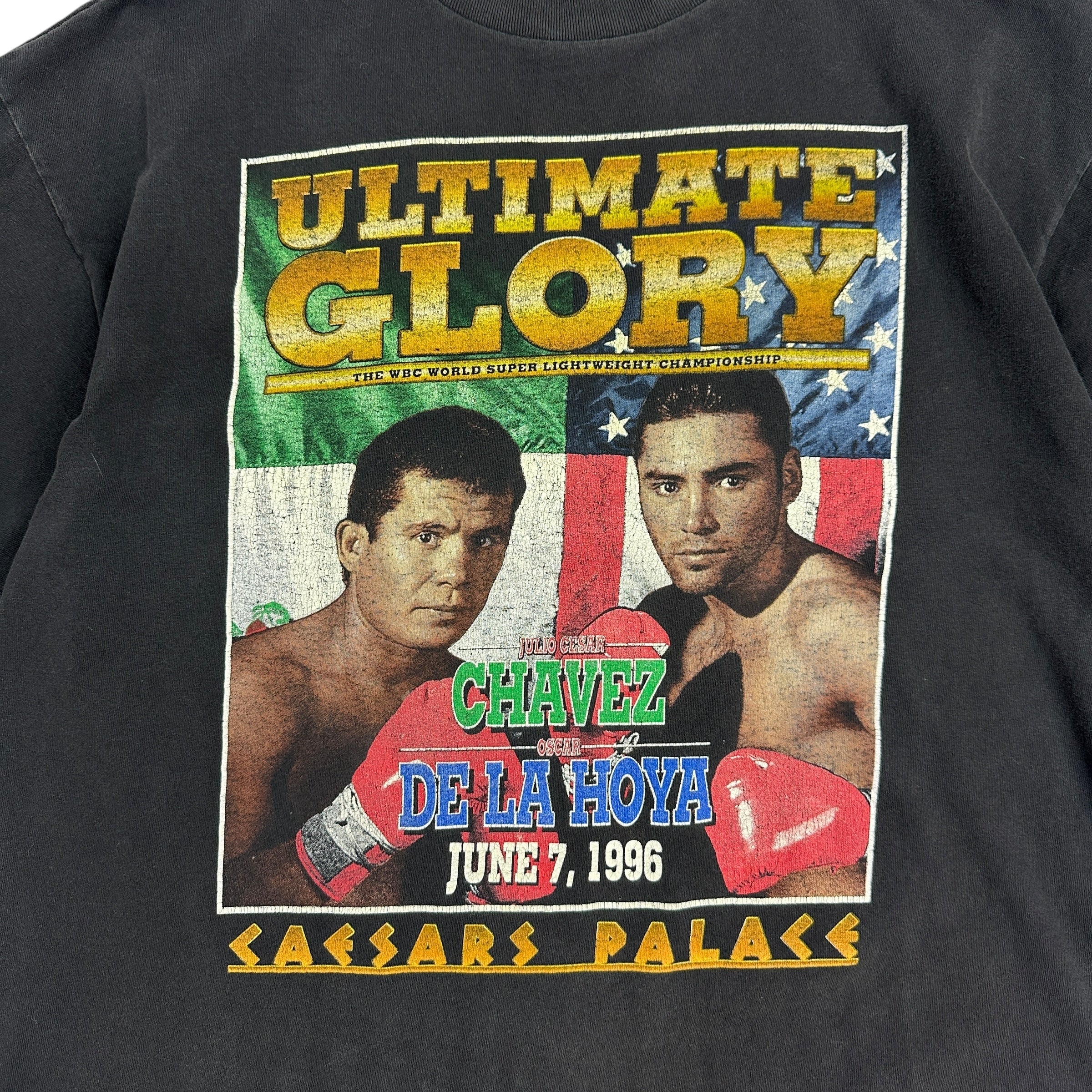 1996 Cesars Palace Ultimate Glory Chavez VS De La Hoya Tee Black