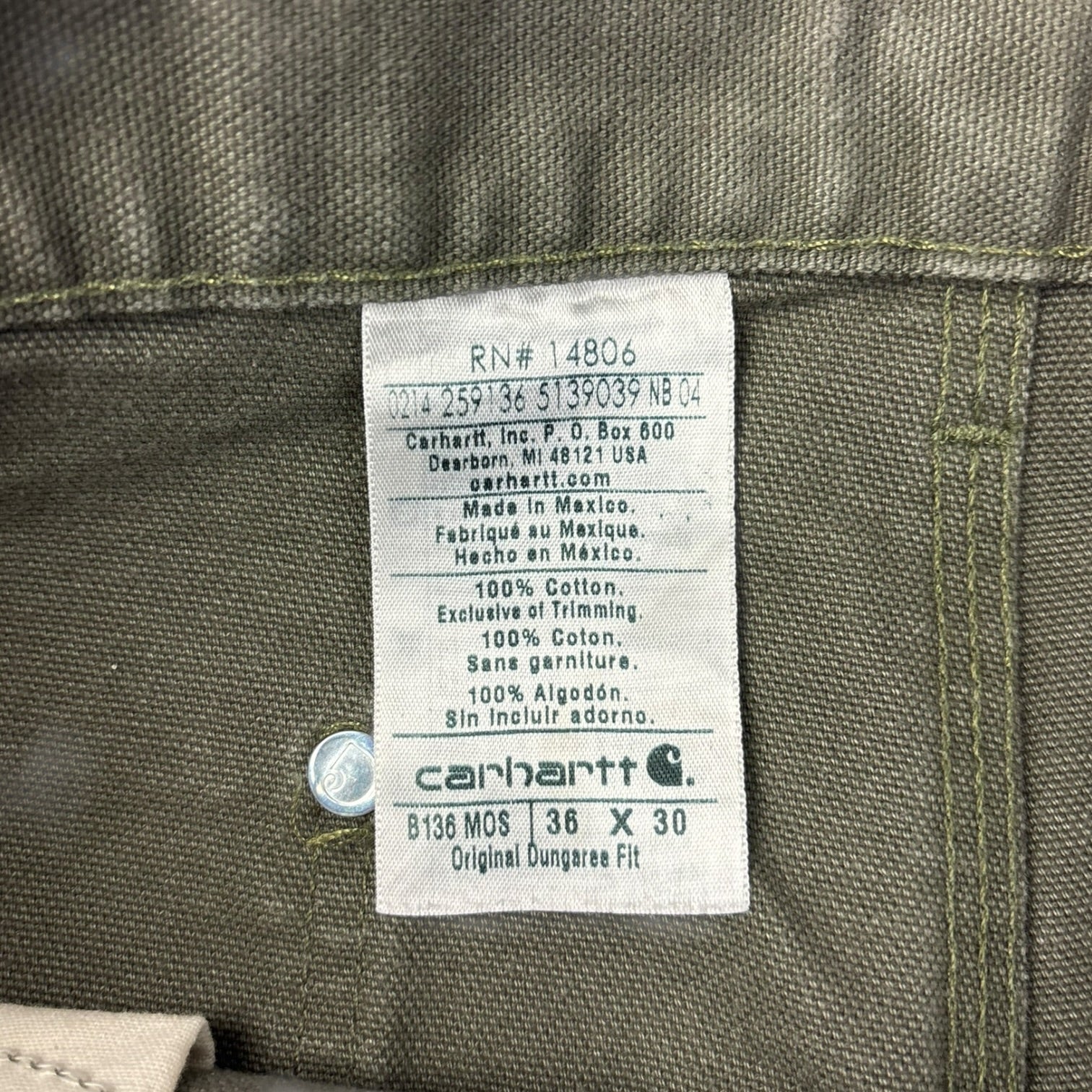 Carhartt Double Knee Work Pants Olive Green