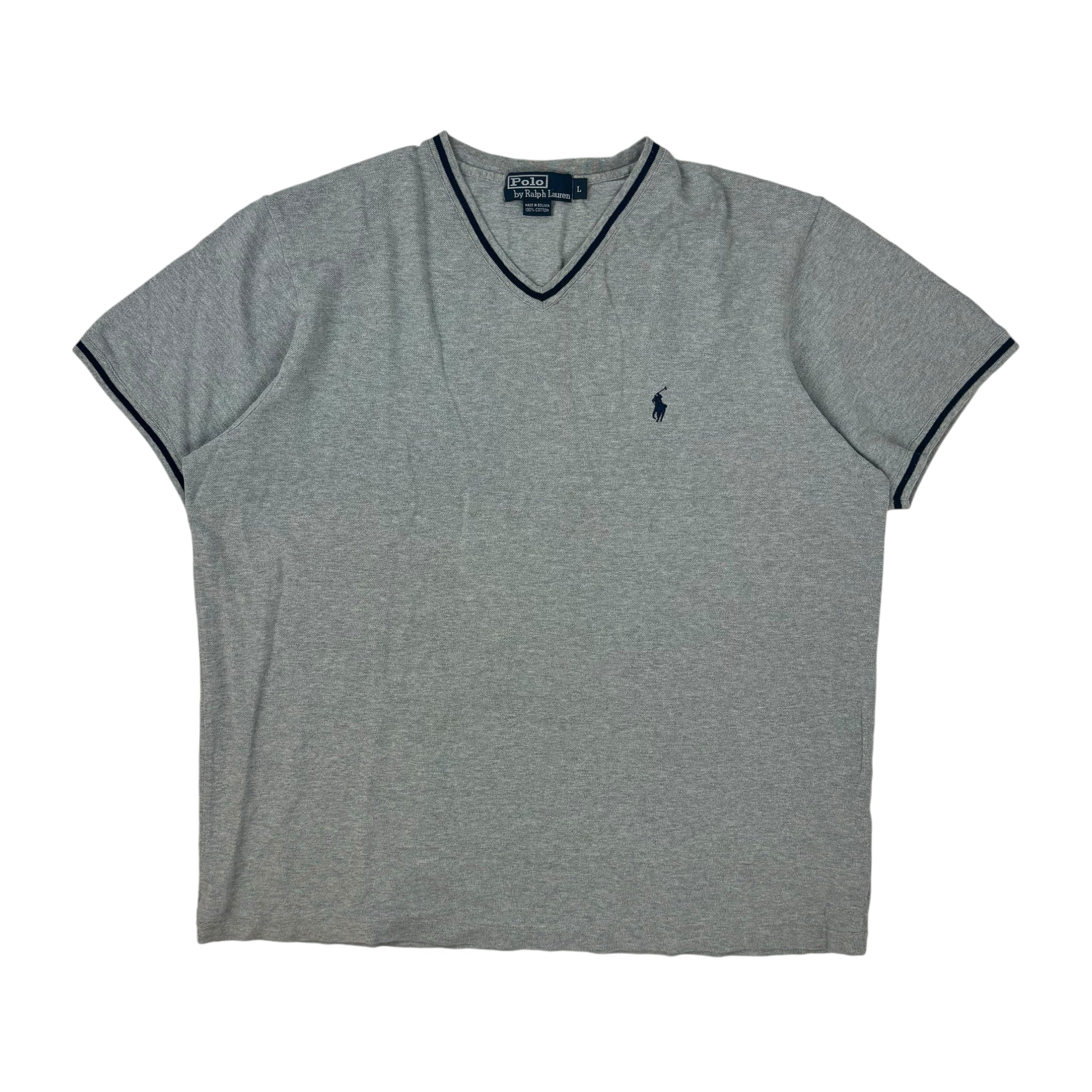 Vintage Ralph Lauren Polo V-Neck T-Shirt Grey