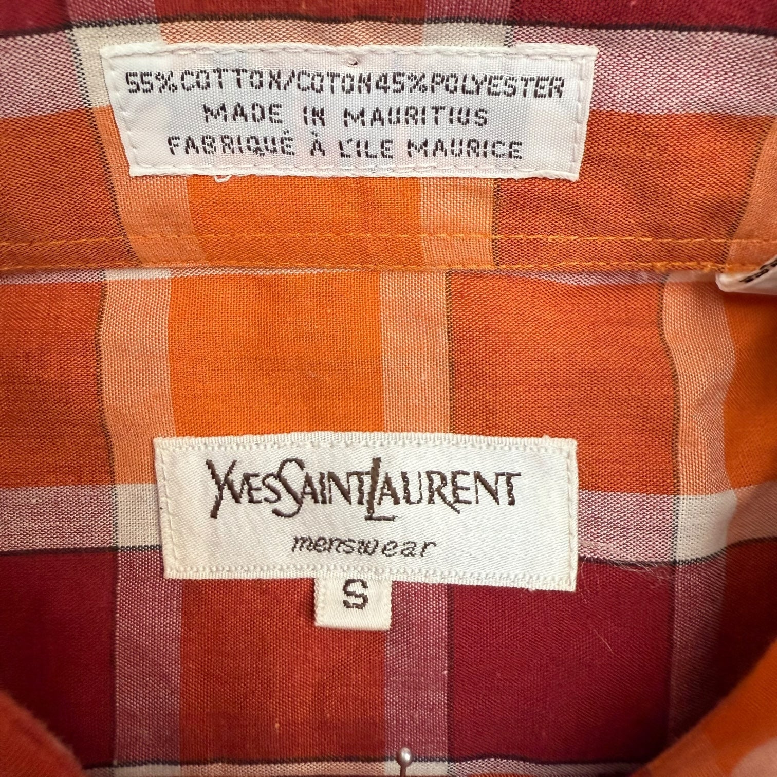 Vintage Yves Saint Laurent Plaid Button Up Orange/Red