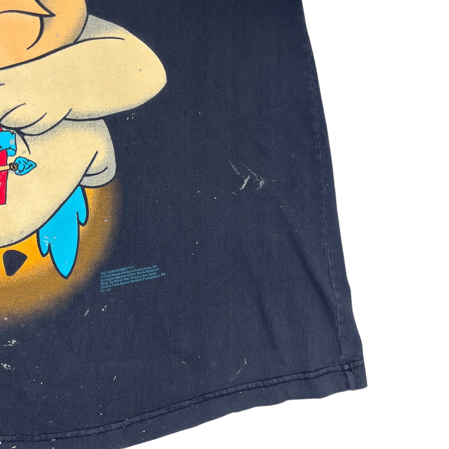 Vintage 1994 The Flintstones Fred Flintstone Tattoo T-Shirt Black