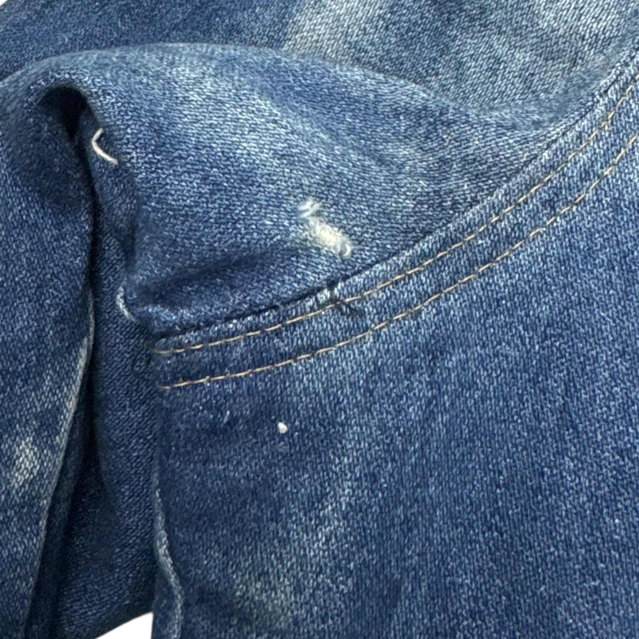 Vintage 70s Sherpa Lined Denim Embroidered Jacket