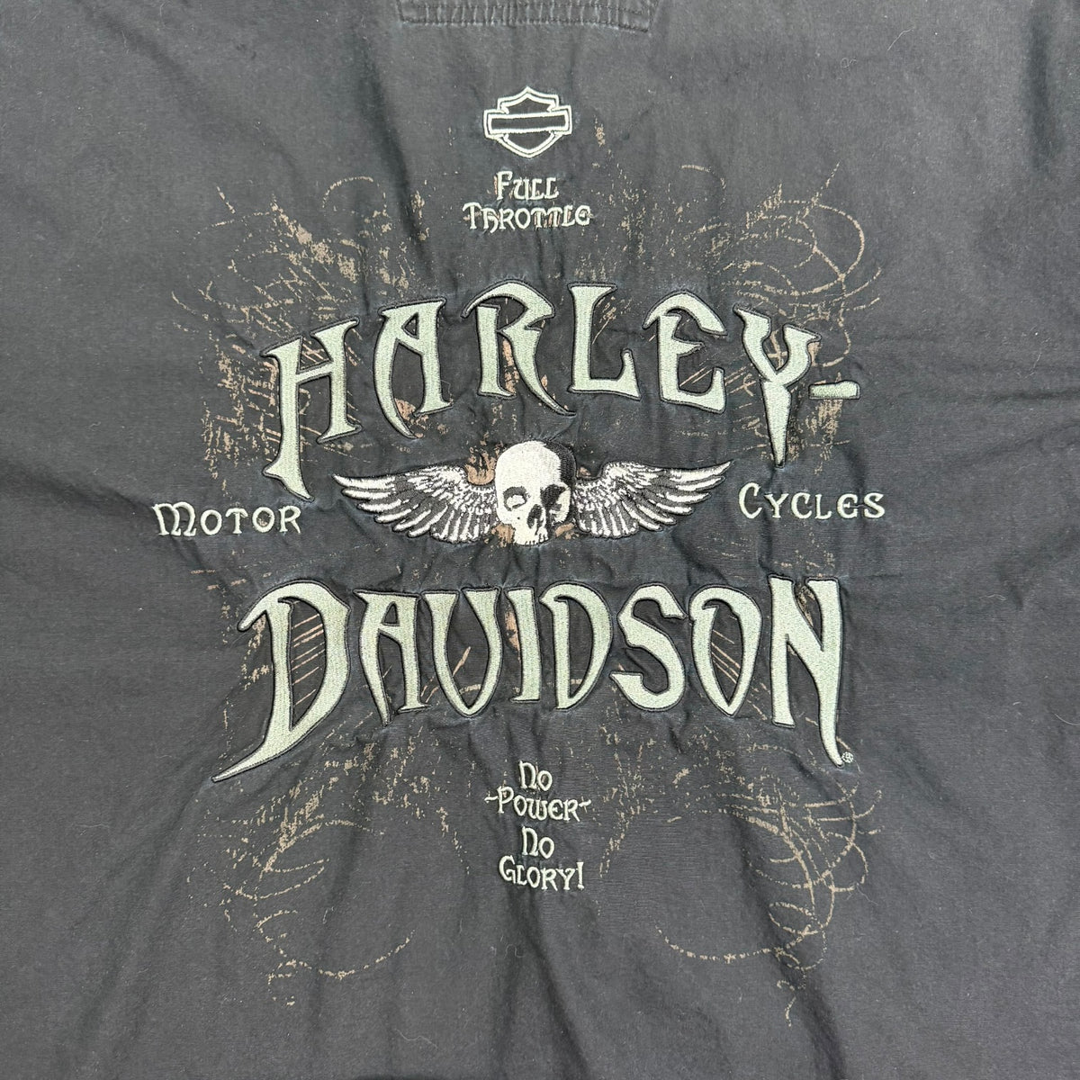 Vintage Harley Davidson Cropped Button Up Shirt Black