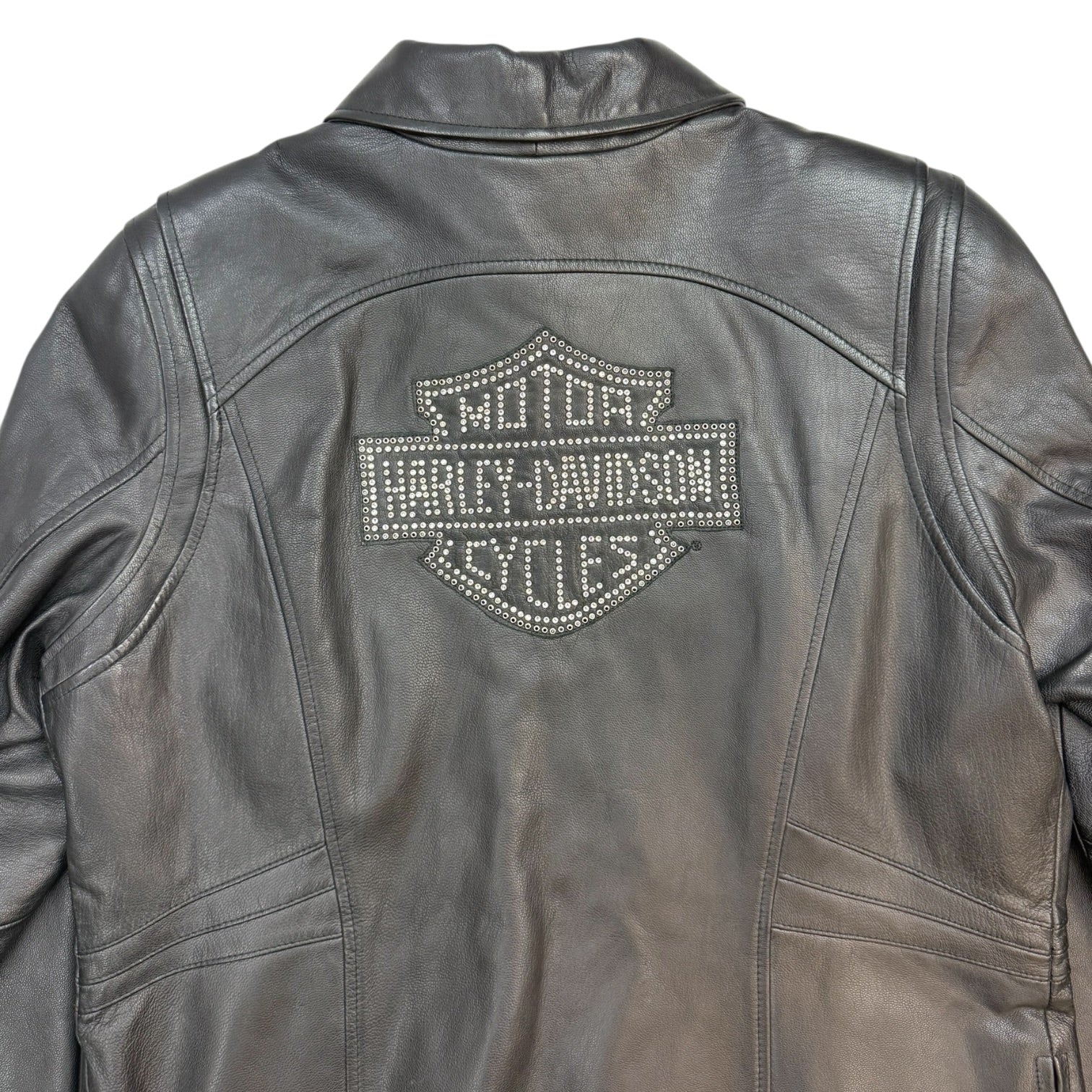 Vintage Harley Davidson Women’s Rhinestone Leather Jacket Black