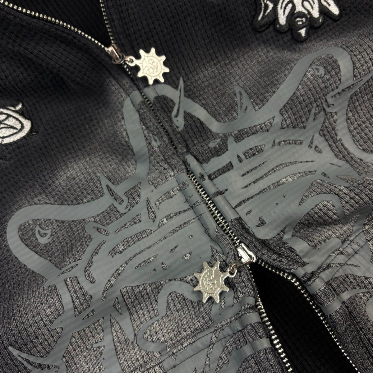 Glo Gang Glory Zip Up Hoodie Faded Black