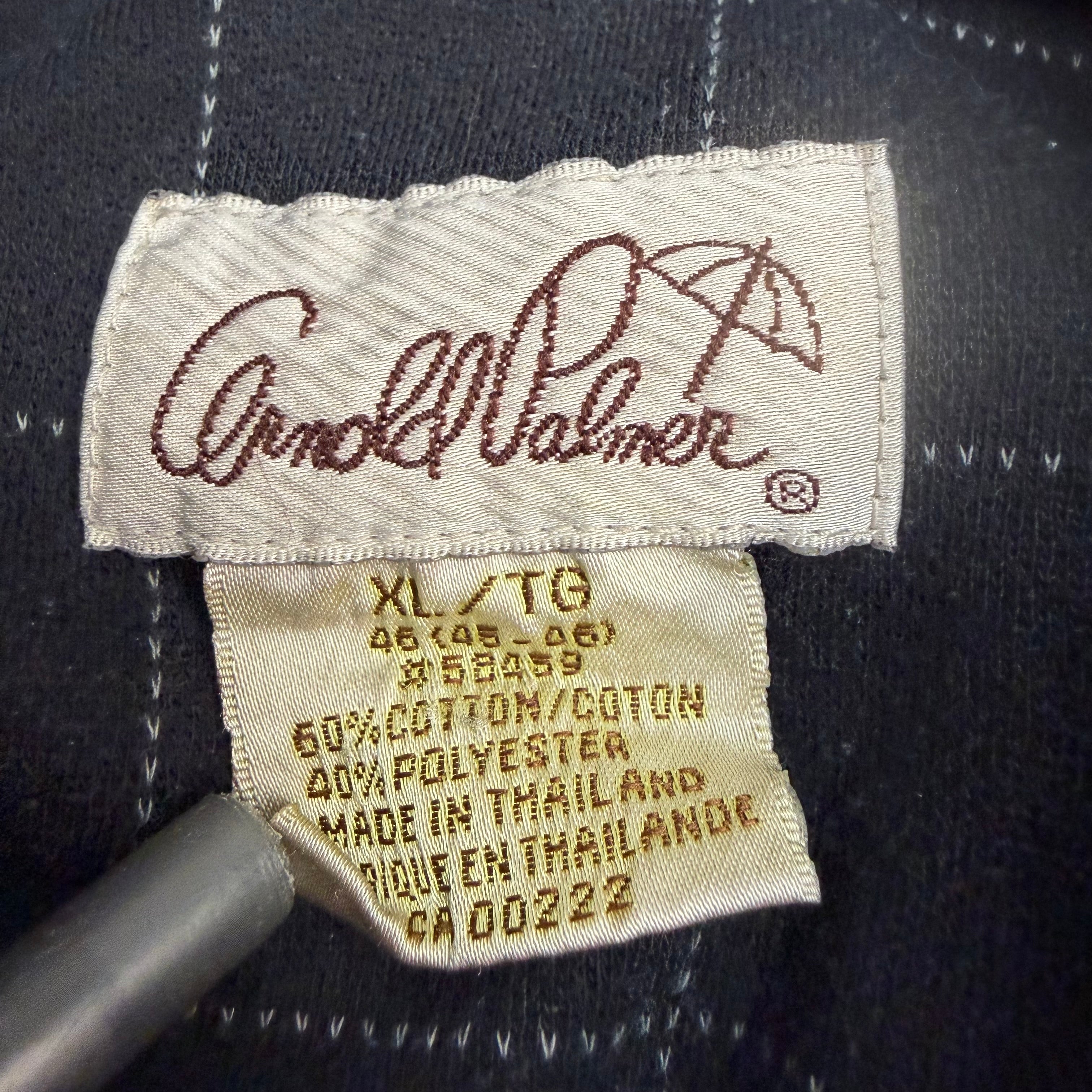 Vintage Arnold Palmer Grid Pattern Embroidered Longsleeve Polo Shirt Black