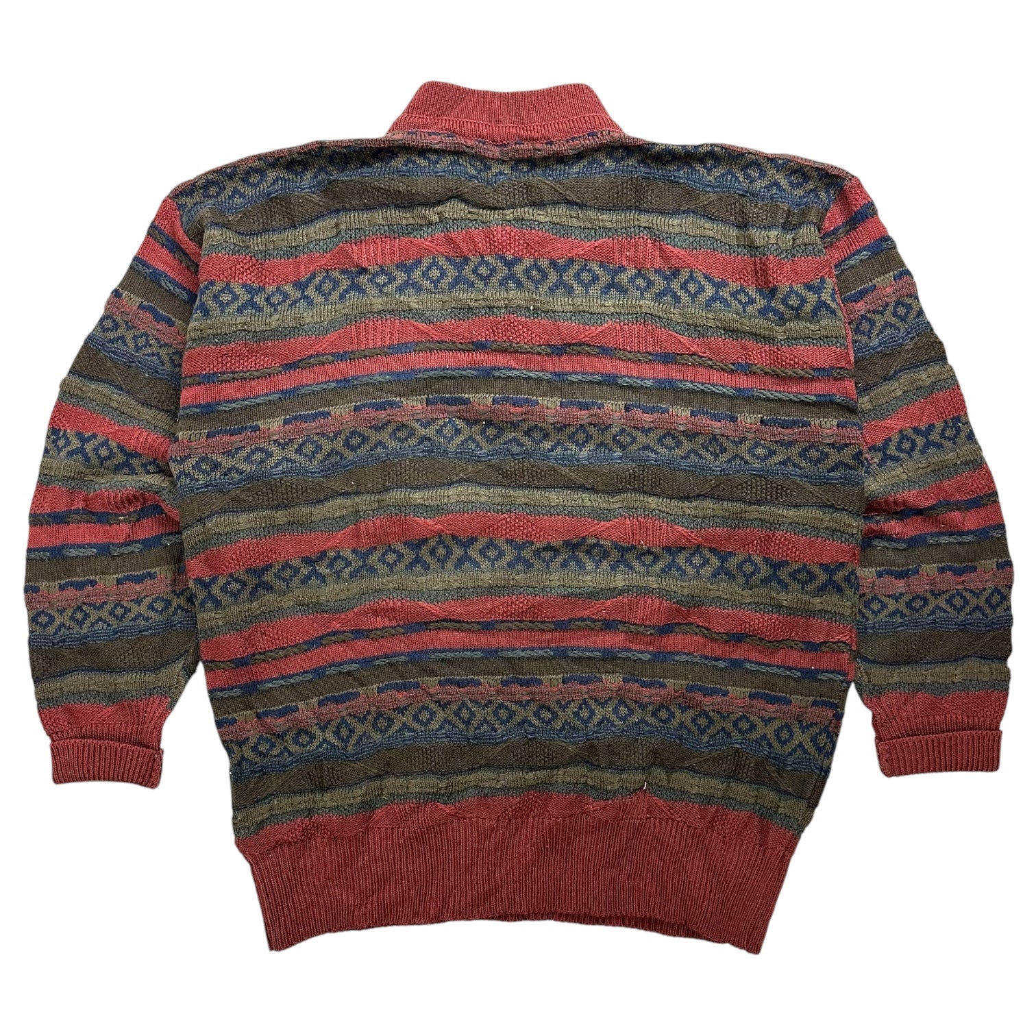 Vintage Knit Long Sleeve Polo Shirt