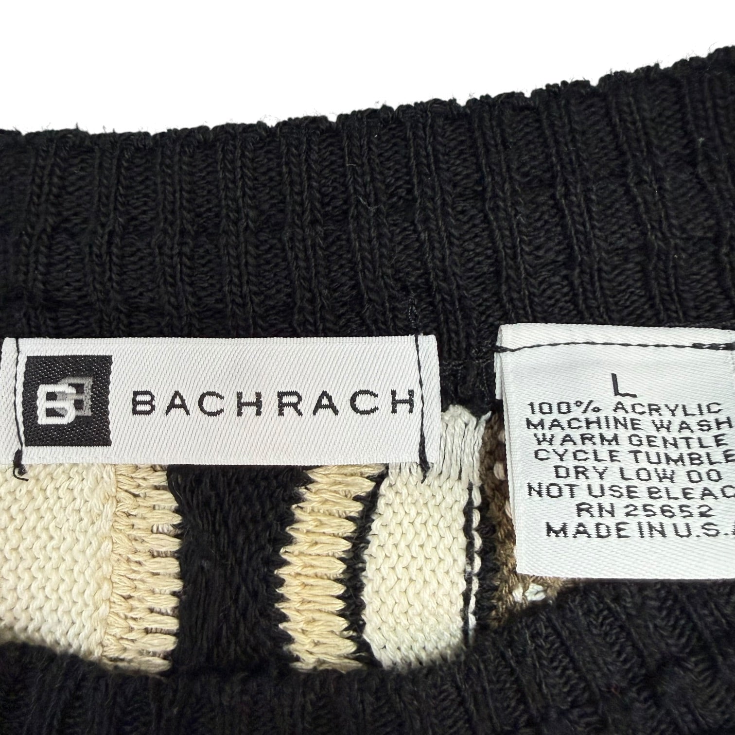 Vintage Bachrach Vertical Knit Sweater Black/Beige