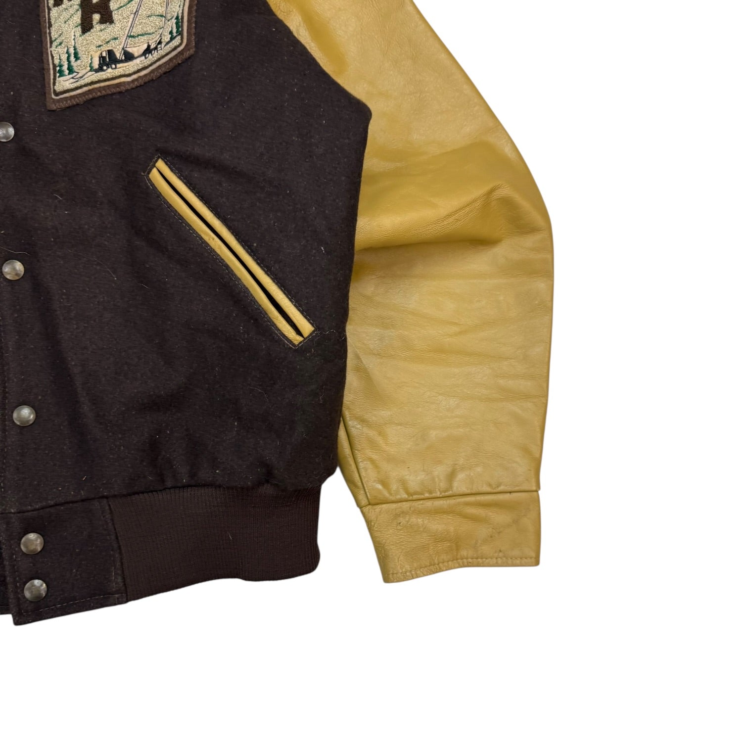 1980s Leather Letterman Jacket Brown/Tan