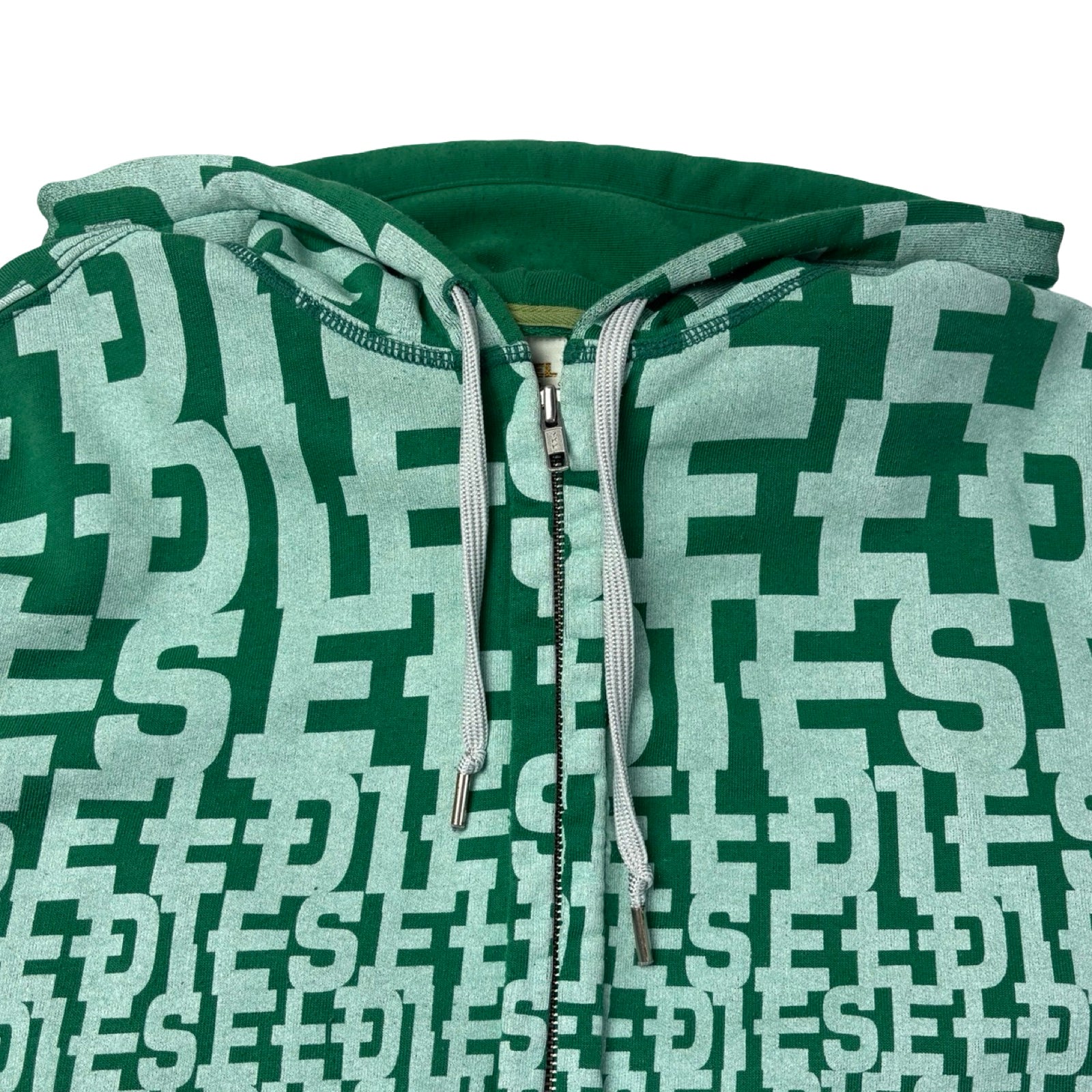 Vintage Y2K Diesel All Over Monogram Full Zip Hoodie Green