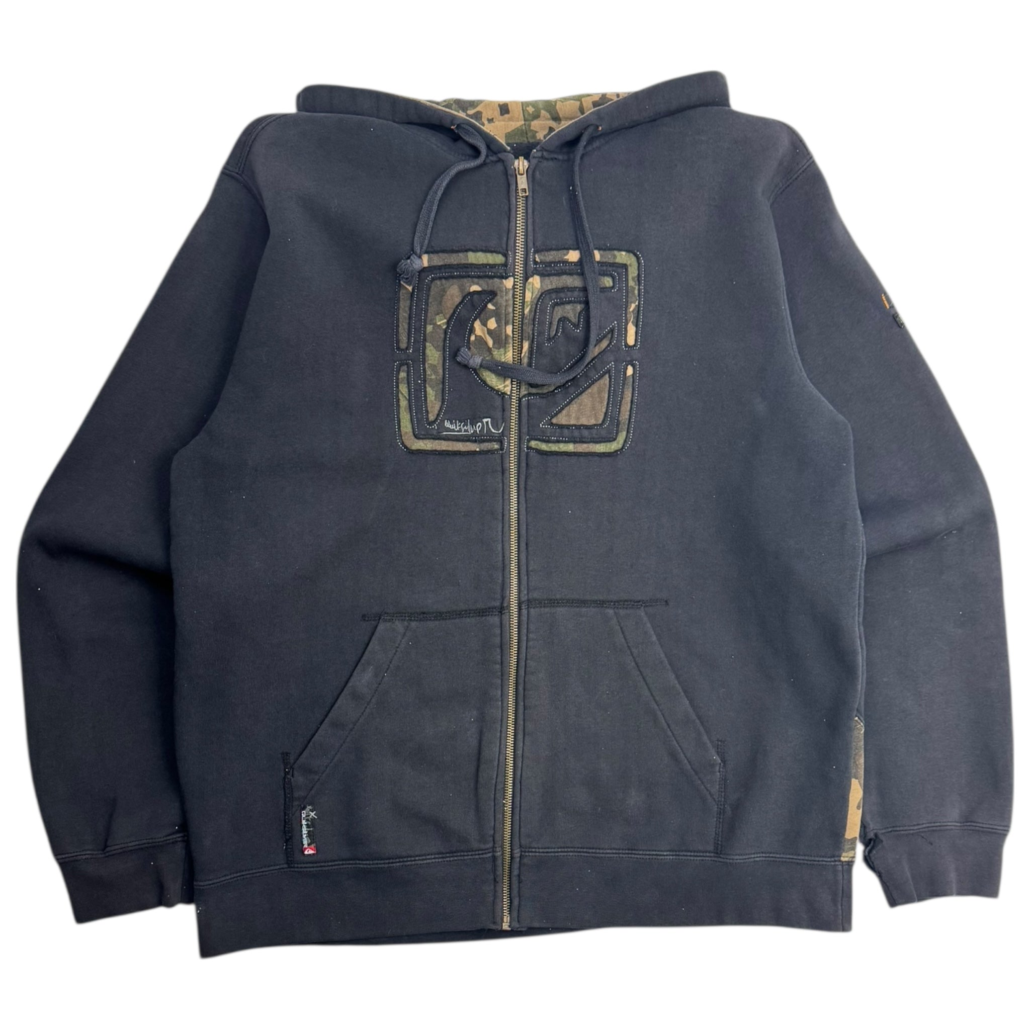 Vintage Y2K Quiksilver Camo Logo Zip Hoodie