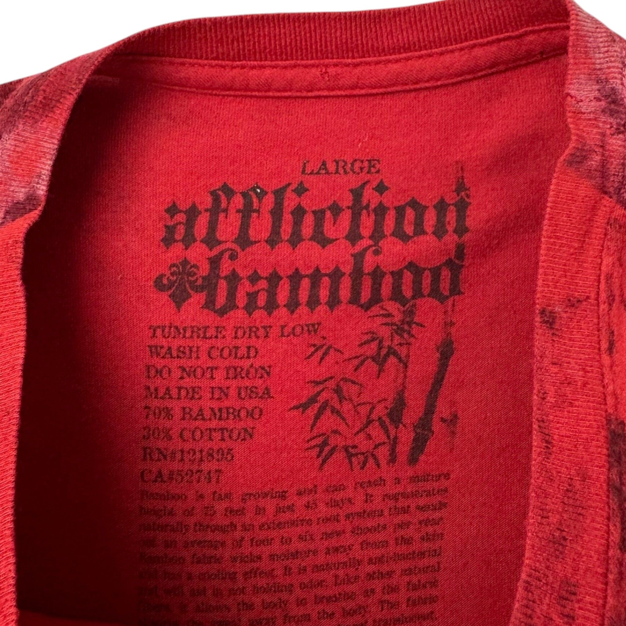 Vintage Y2K Affliction Bamboo Series Dark Angel T-Shirt Red