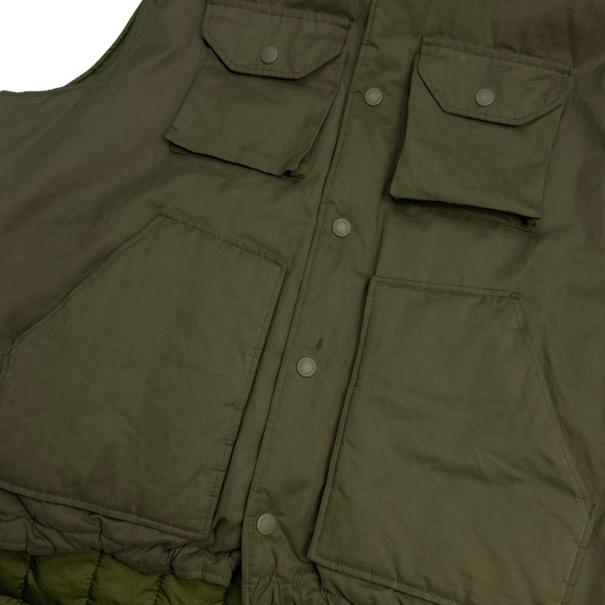 Engineered Garments Cargo Hooded Vest Olive Green