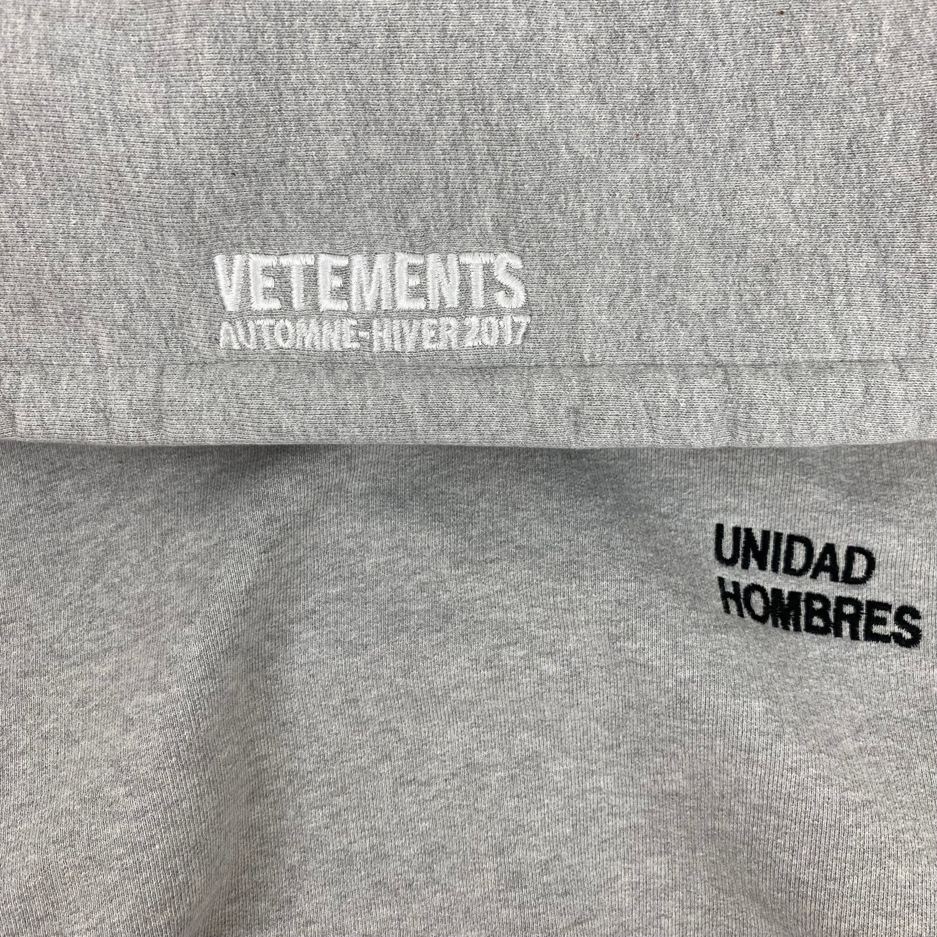 2017 Vetements Unidad Hombres Shoulder Pad Hoodie Grey