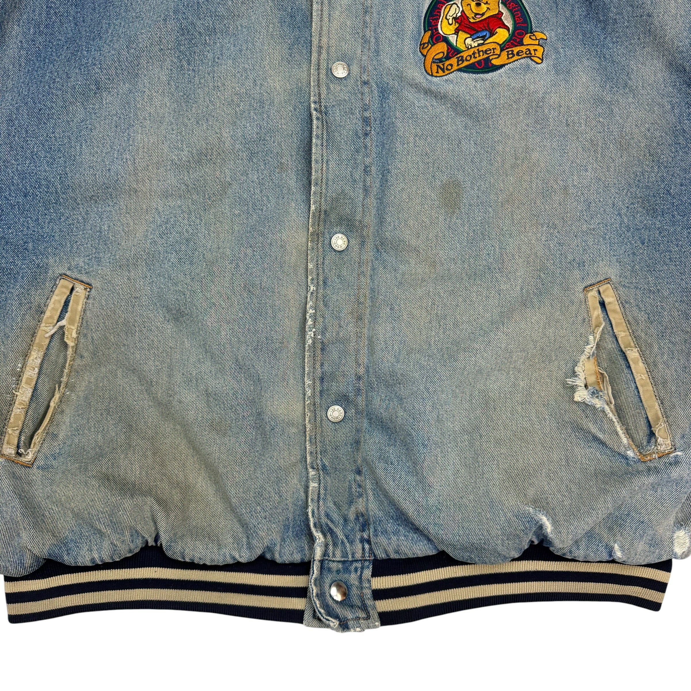 Vintage Disney Winnie The Pooh Denim Varsity Jacket Blue
