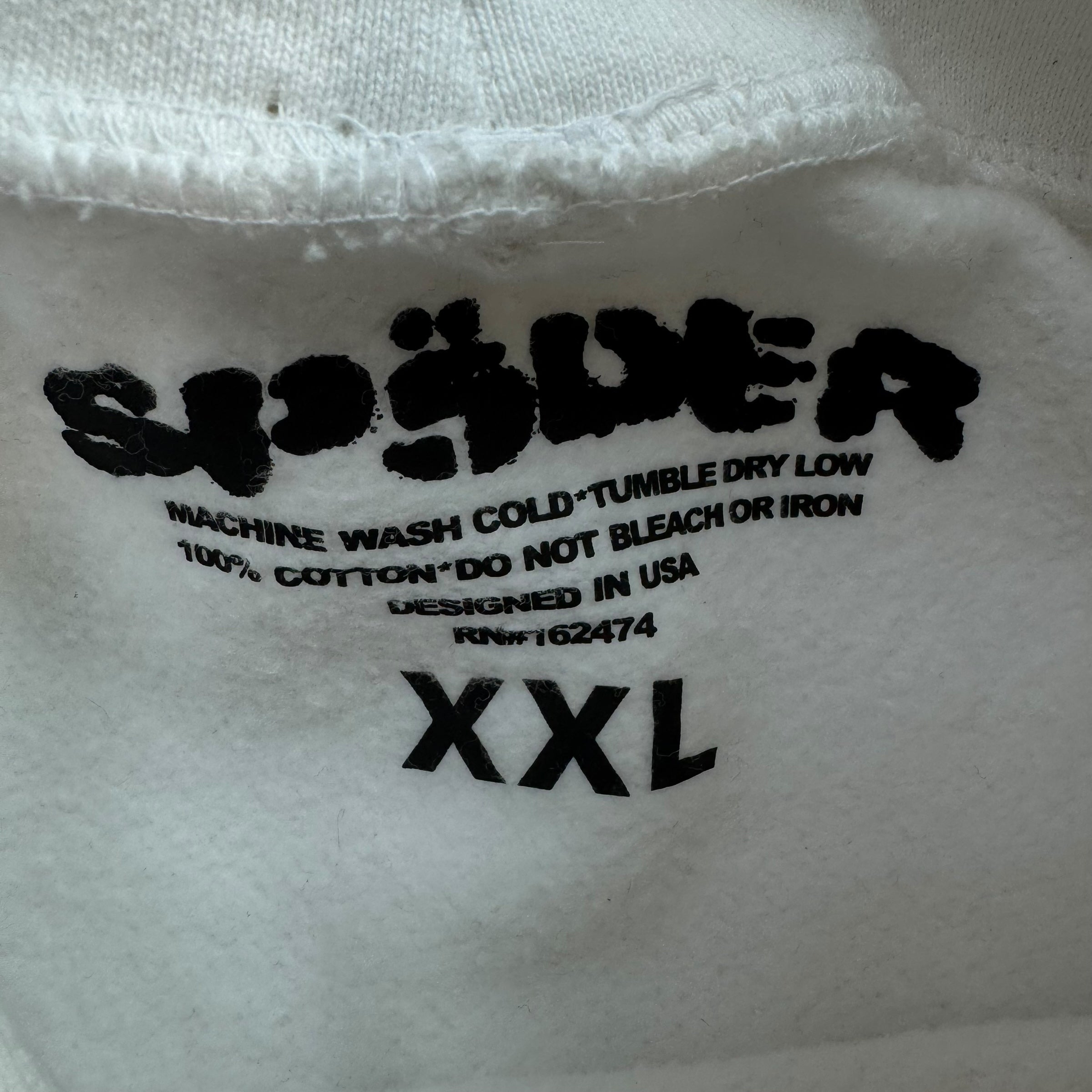 Sp5der OG Rhinestone Logo Hoodie White