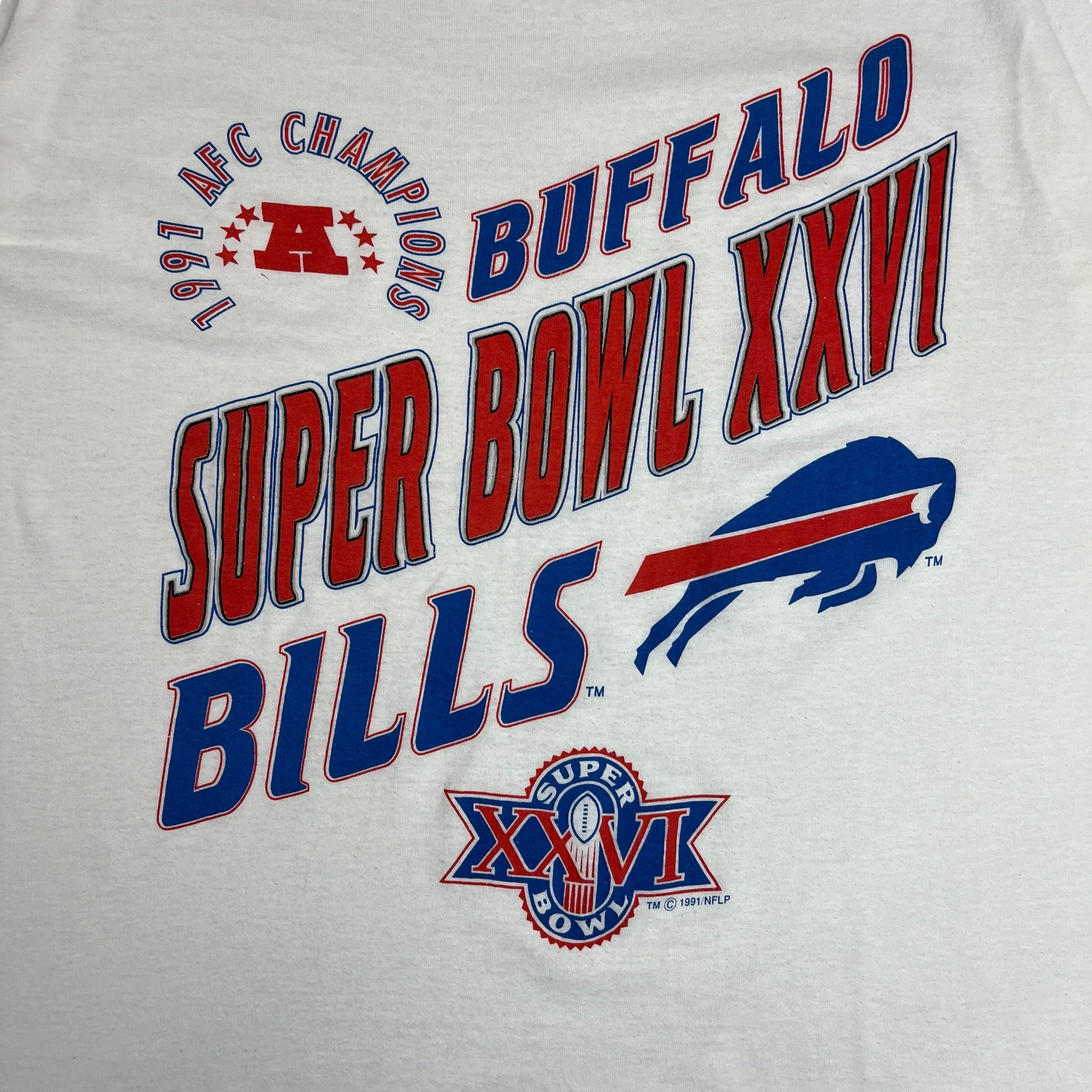 1991 Buffalo Bills Super Bowl 26 AFC Champions Tee White