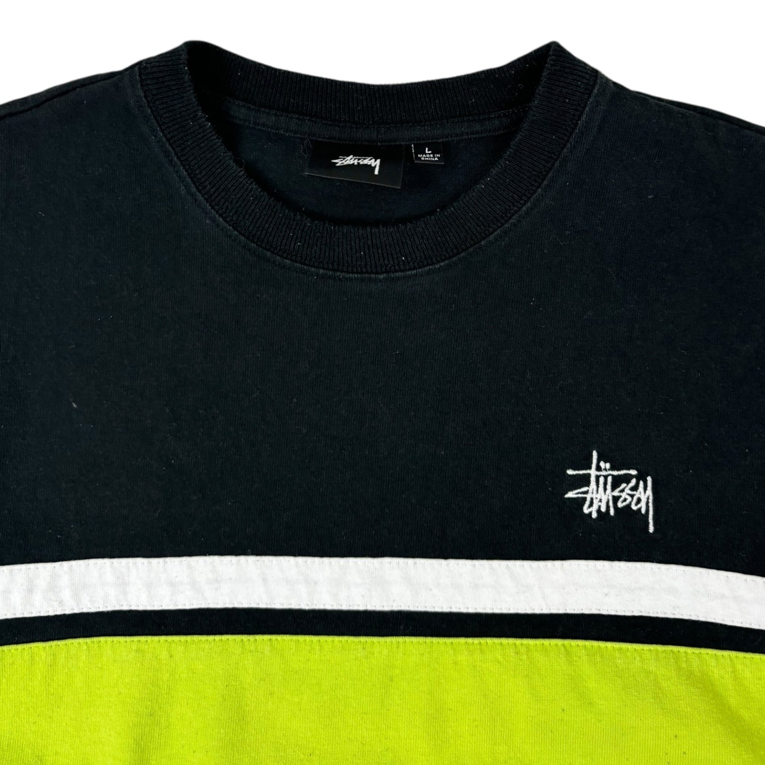 Stussy Color Block Long-Sleeve Crewneck Black/Yellow