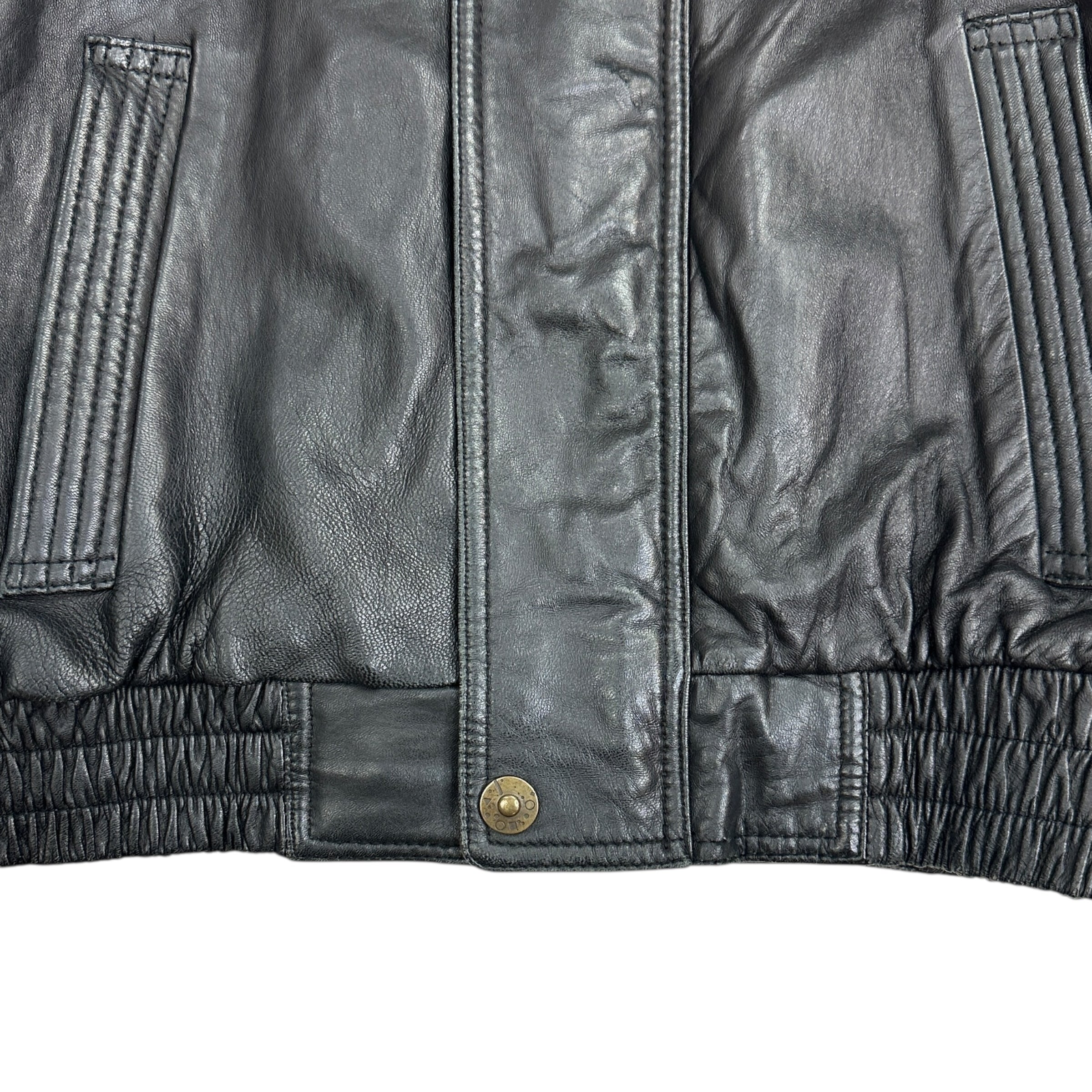 Vintage Christopher Rand Leather Bomber Black/Burgundy