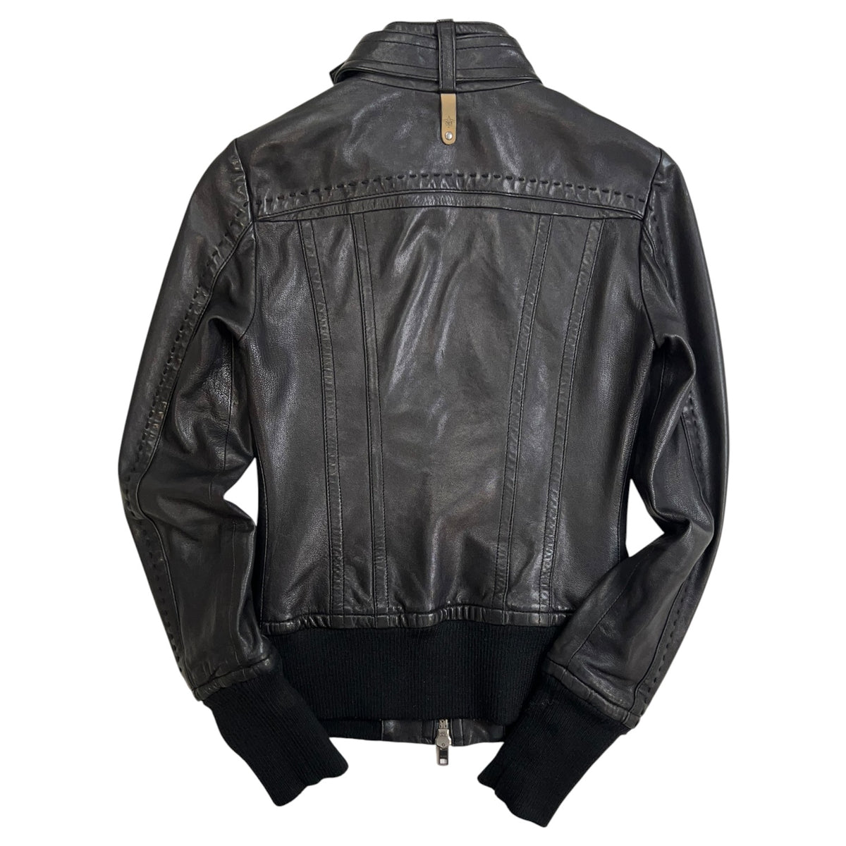 (W) Vintage Mackage for Aritzia Lambskin Leather Cafe Racer Jacket Black