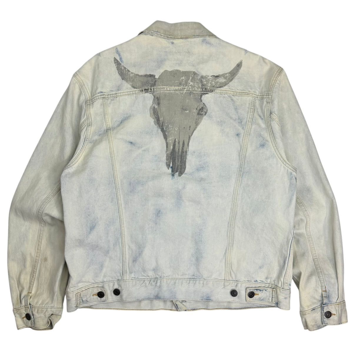 Denim & Supply Ralph Lauren Western Steer Head Bleach Wash Denim Jacket Blue