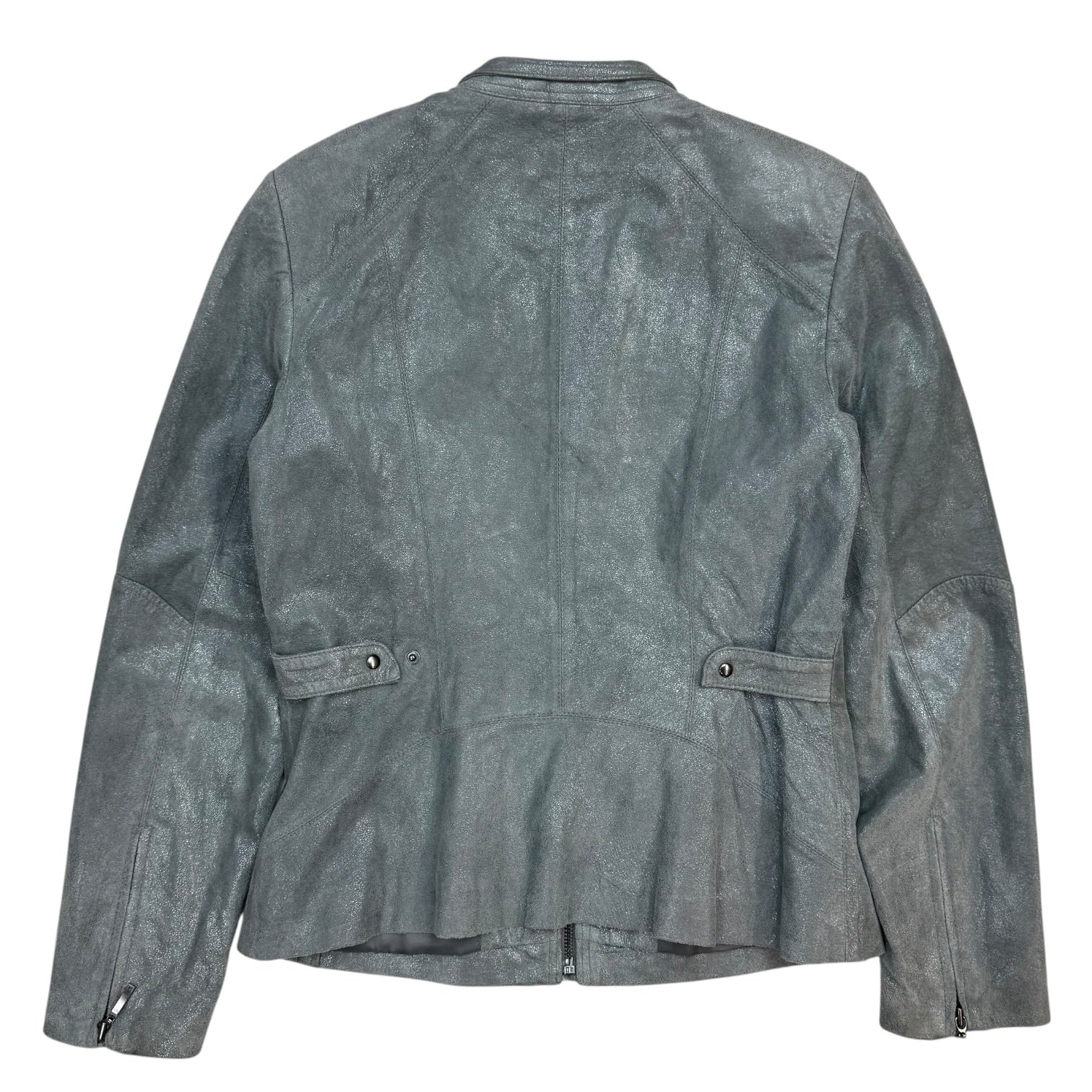 (W) Vintage Alfani Leather Jacket Metallic Grey