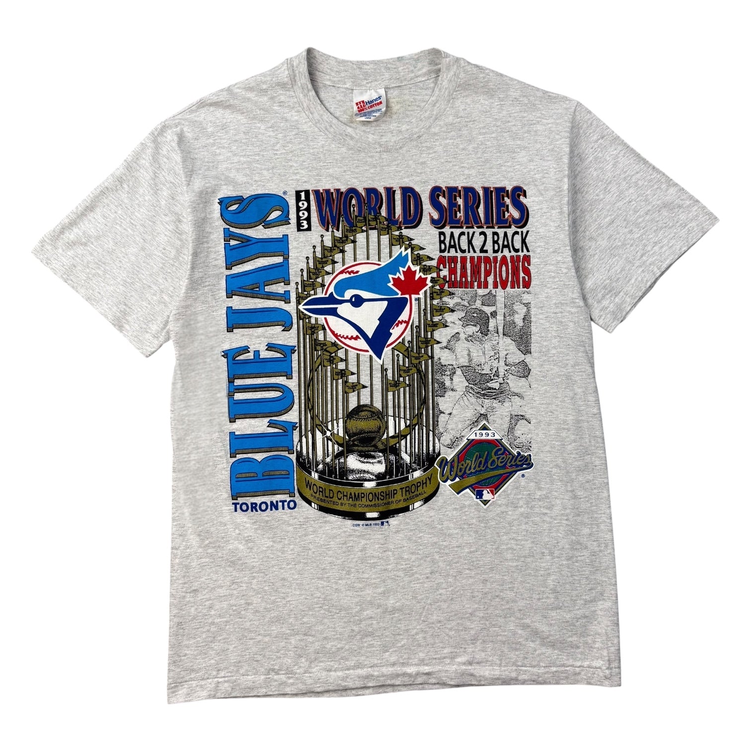 1993 Toronto Blue Jays Back To Back Champs Tee Grey