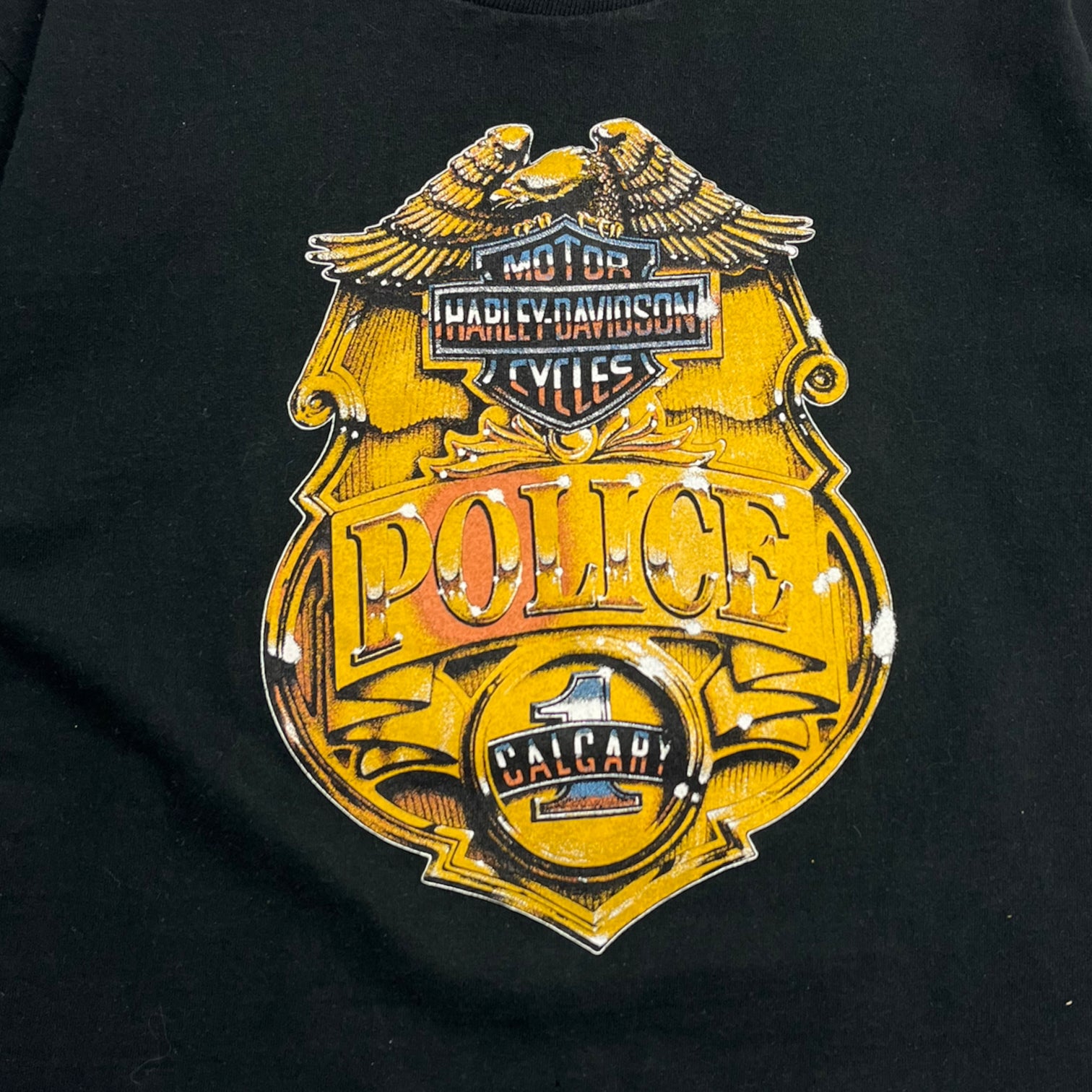 Vintage Calgary Harley Davidson Police Badge T-Shirt