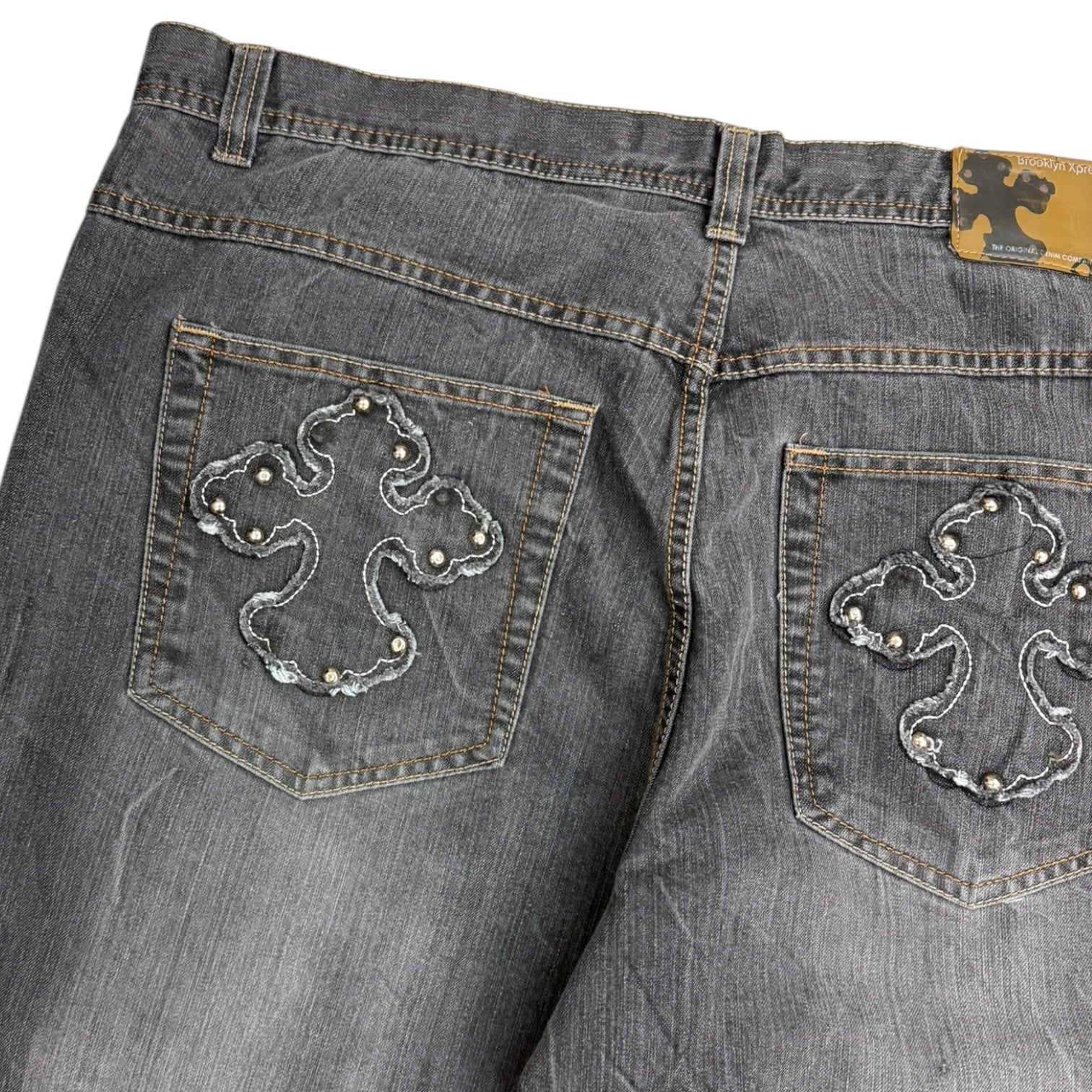 Vintage Y2K Brooklyn Xpress Cross Denim Jeans Grey